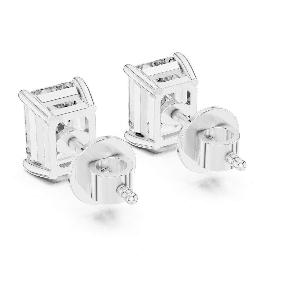 2.50 Ct. Emerald Cut Diamond Solitaire Stud Earrings (ER-0007) 8
