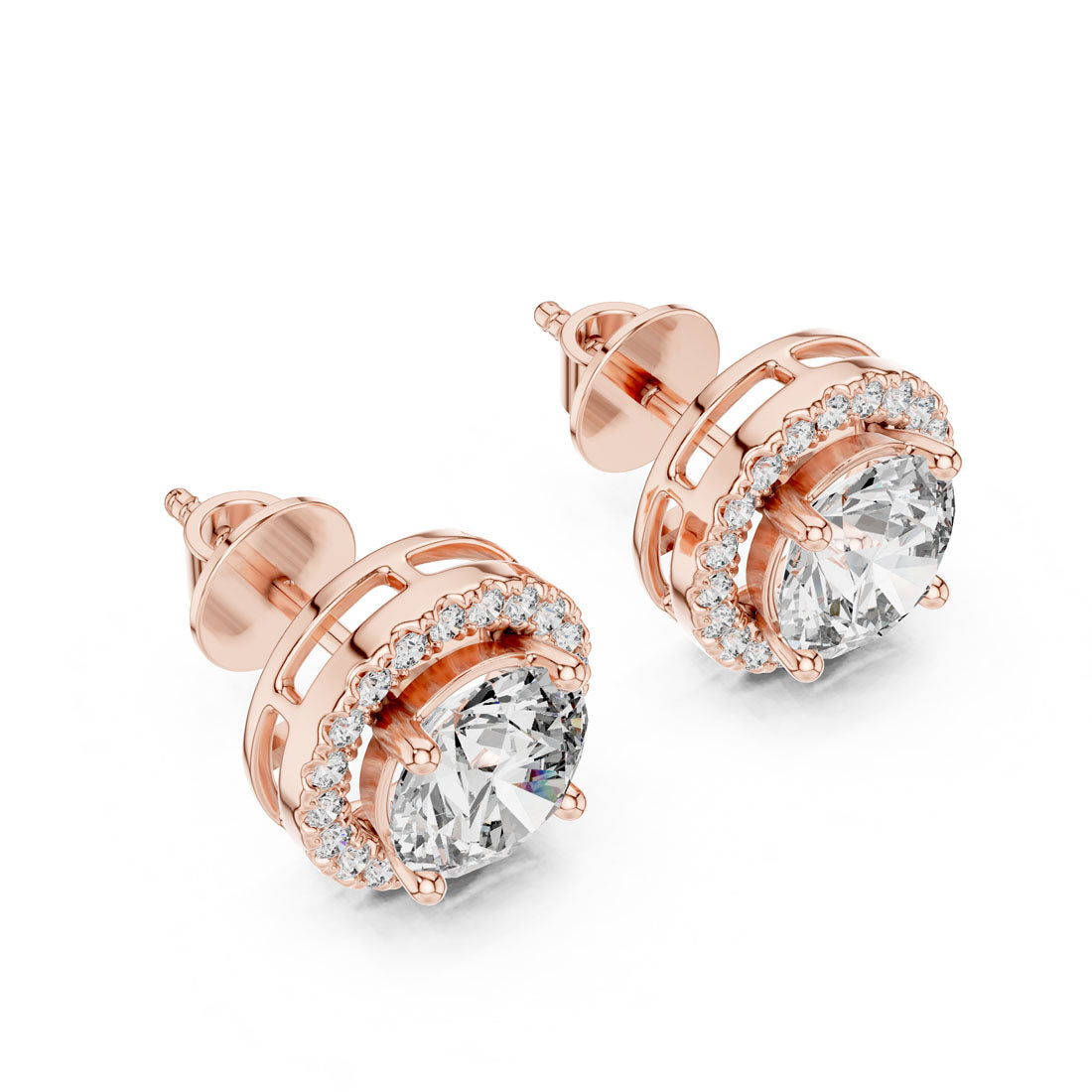 2.90 Ct. Round Diamond Halo Earrings (ER-0015) 7