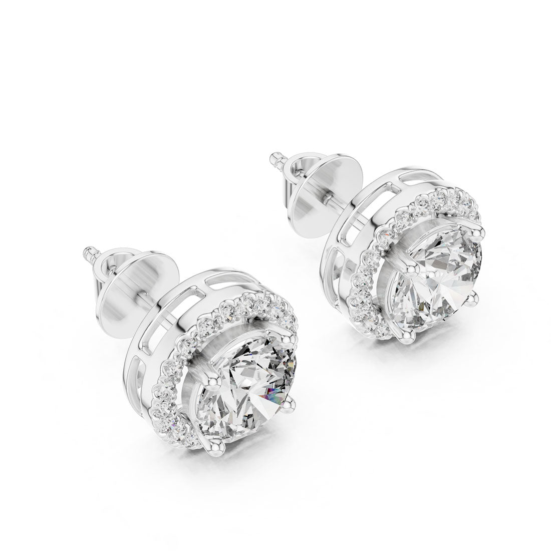 2.90 Ct. Round Diamond Halo Earrings (ER-0015) 5