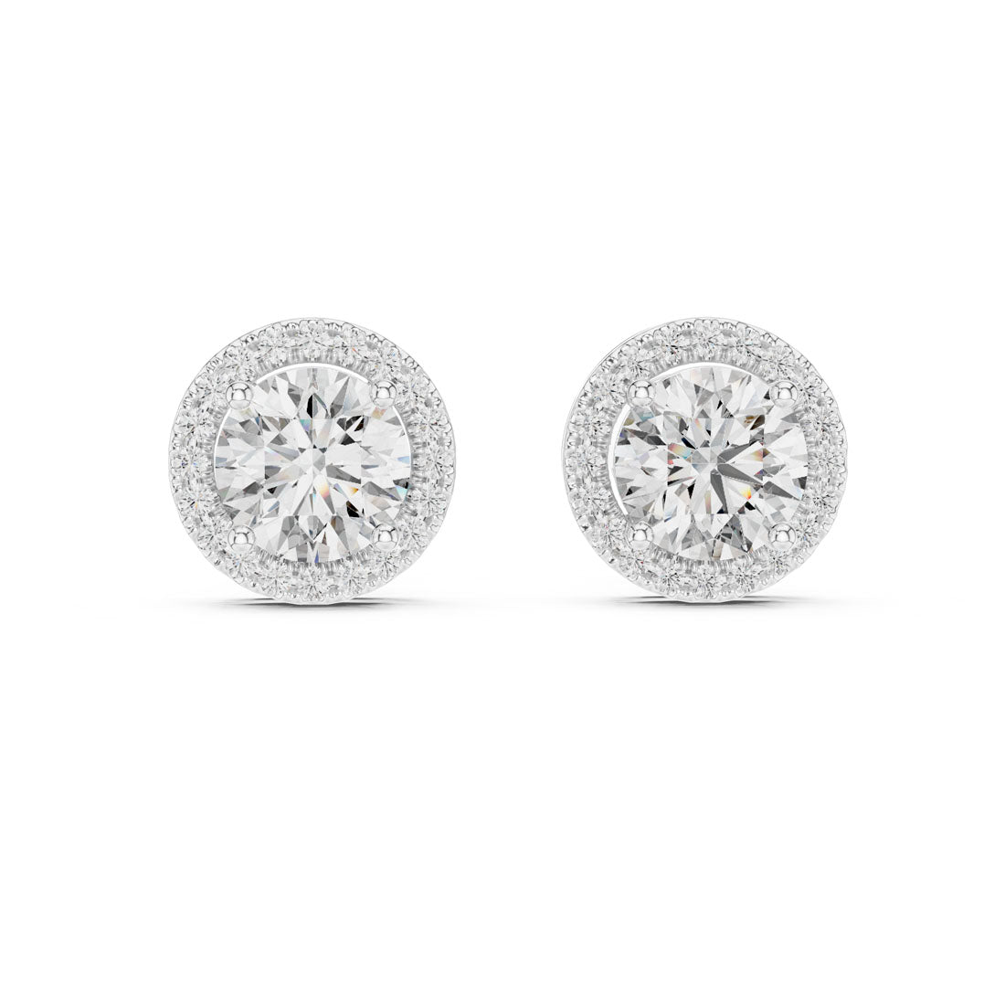 2.90 Ct. Round Diamond Halo Earrings (ER-0015) 4