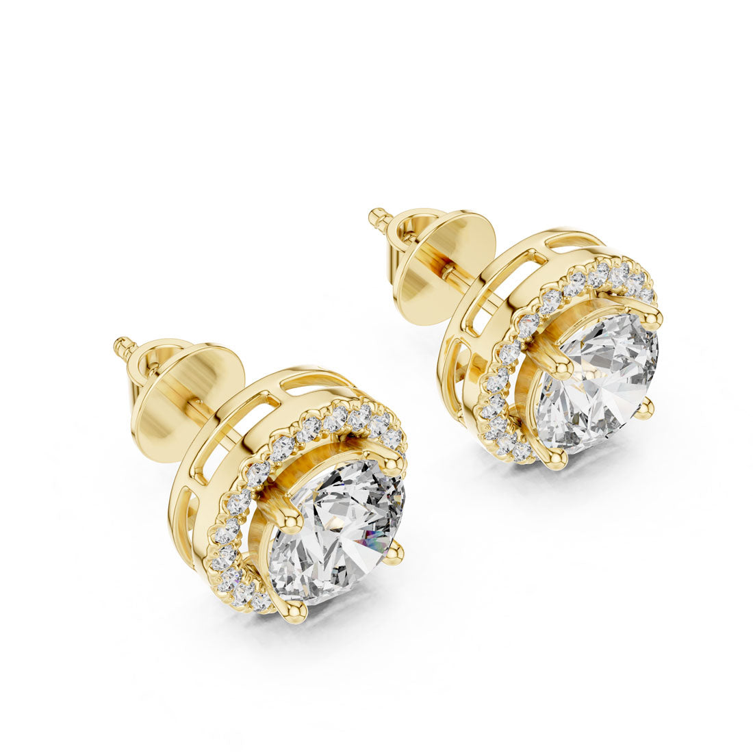2.90 Ct. Round Diamond Halo Earrings (ER-0015)