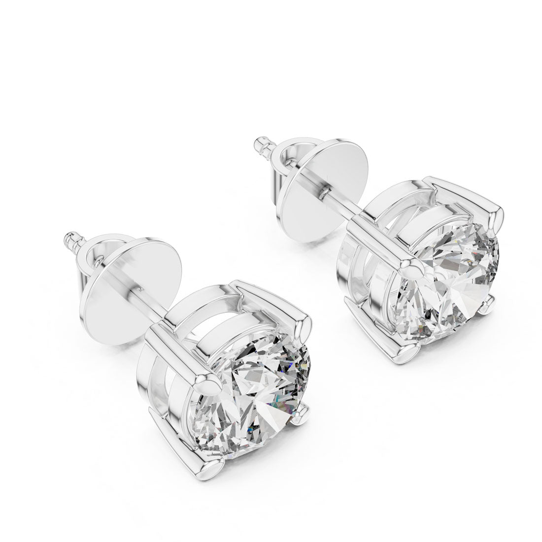 2.50 Ct. Round Diamond Solitaire Stud Earrings with Basket Setting (ER-0016) 5