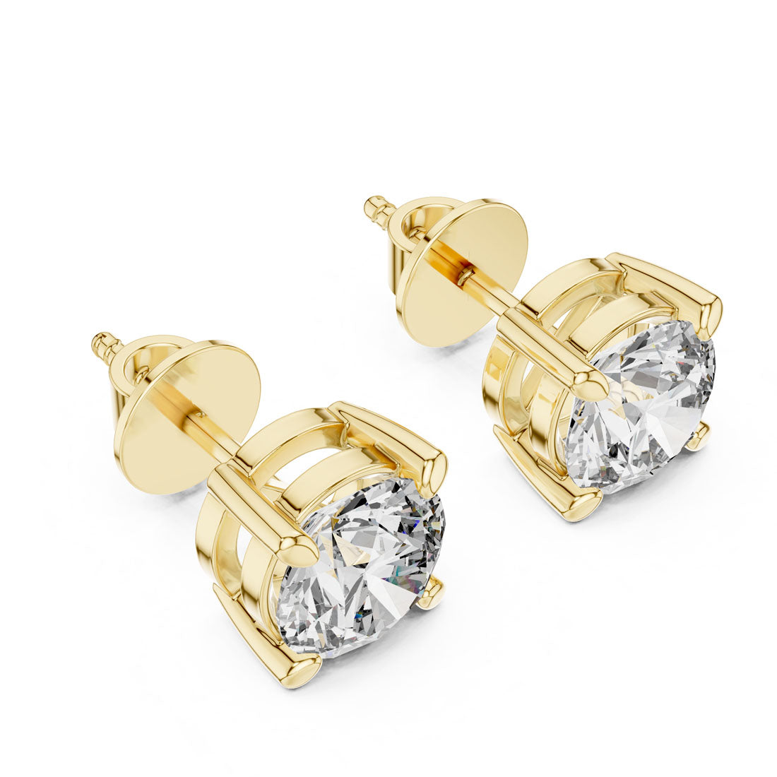 2.50 Ct. Round Diamond Solitaire Stud Earrings with Basket Setting (ER-0016)
