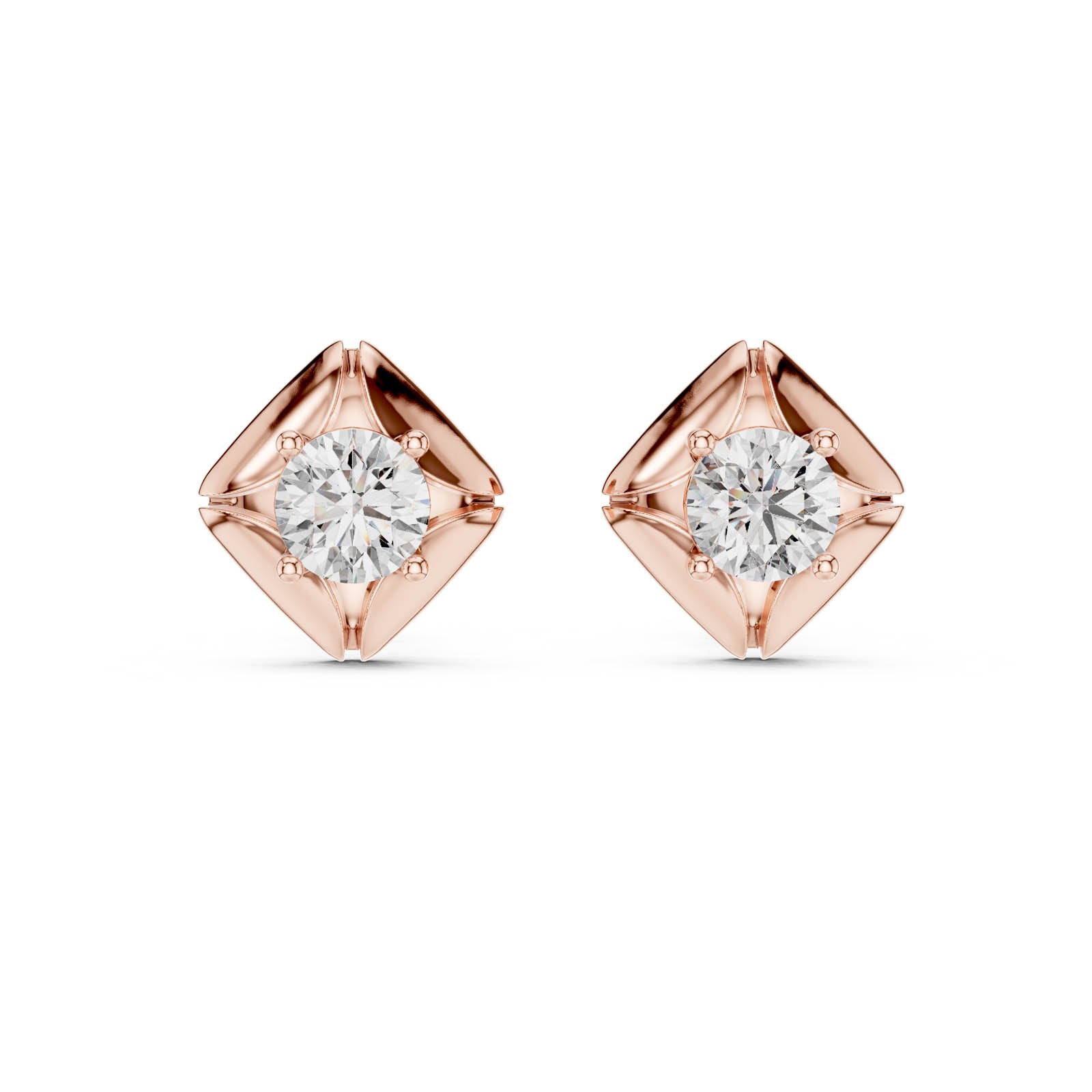 .48 Ct. Round Diamond Stud Earrings with Sculptural Four-Prong Setting (ER-0019) 8