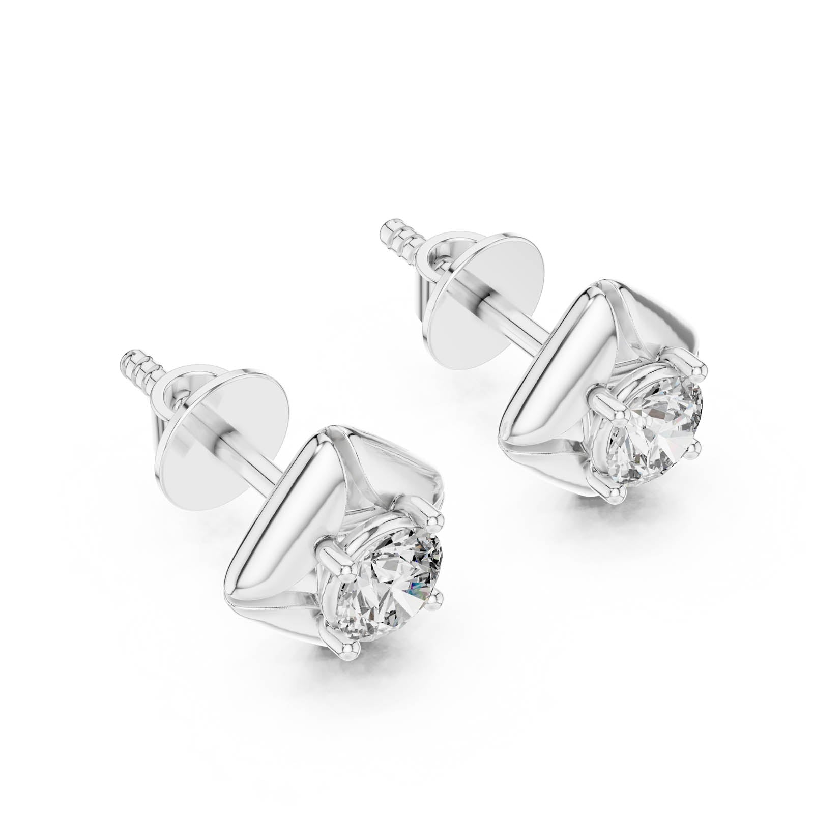 .48 Ct. Round Diamond Stud Earrings with Sculptural Four-Prong Setting (ER-0019) 9