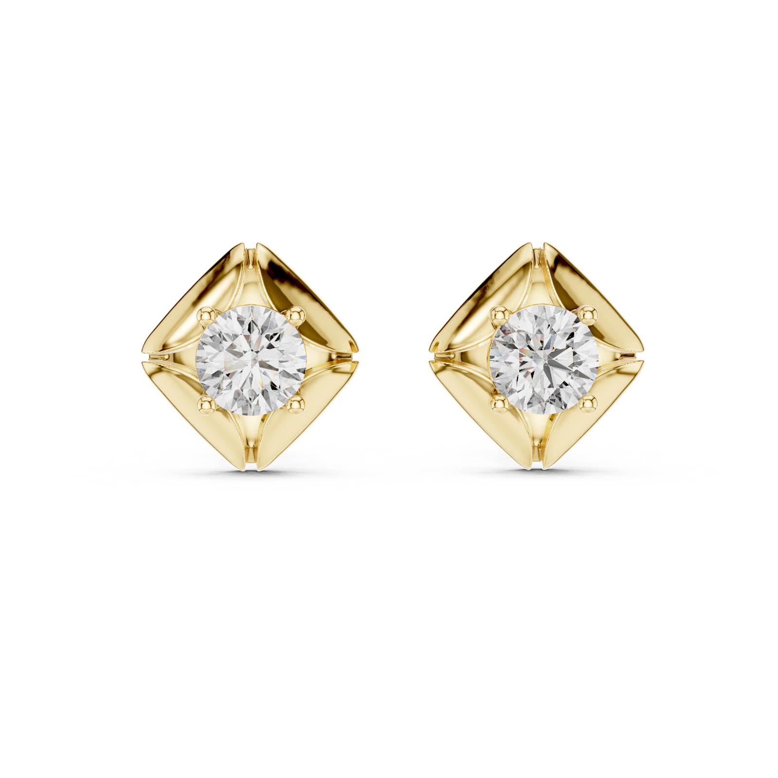 .48 Ct. Round Diamond Stud Earrings with Sculptural Four-Prong Setting (ER-0019) 6