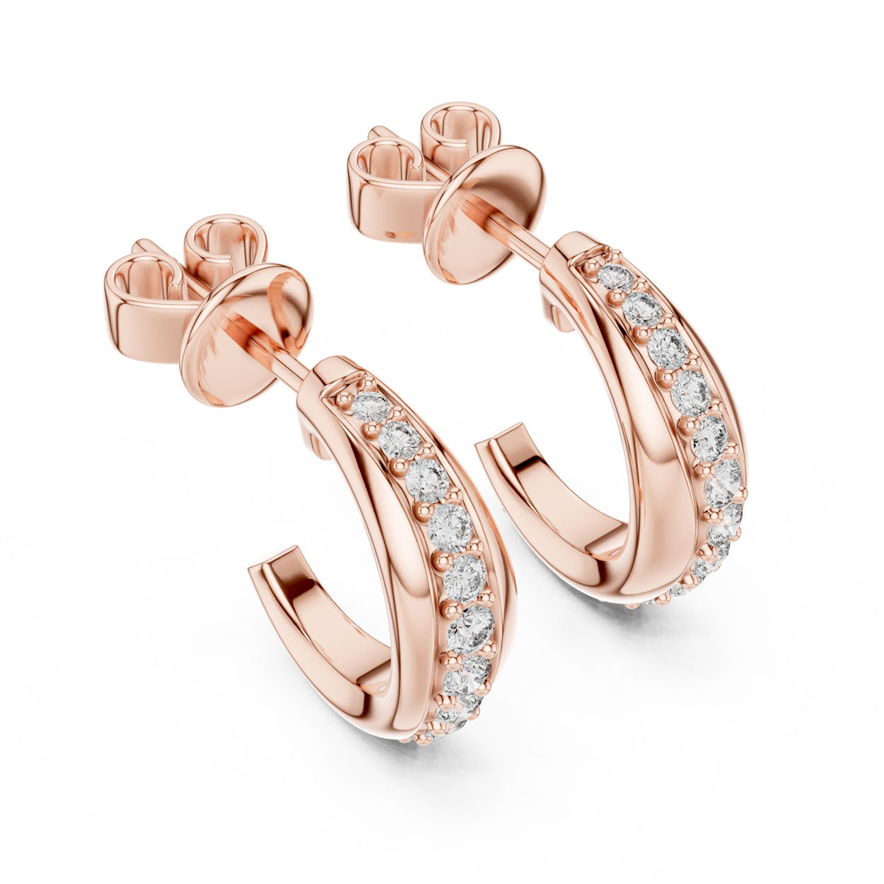 .38 Ct. Round Diamond Half-Hoop Pavé Earrings (ER 409) 7