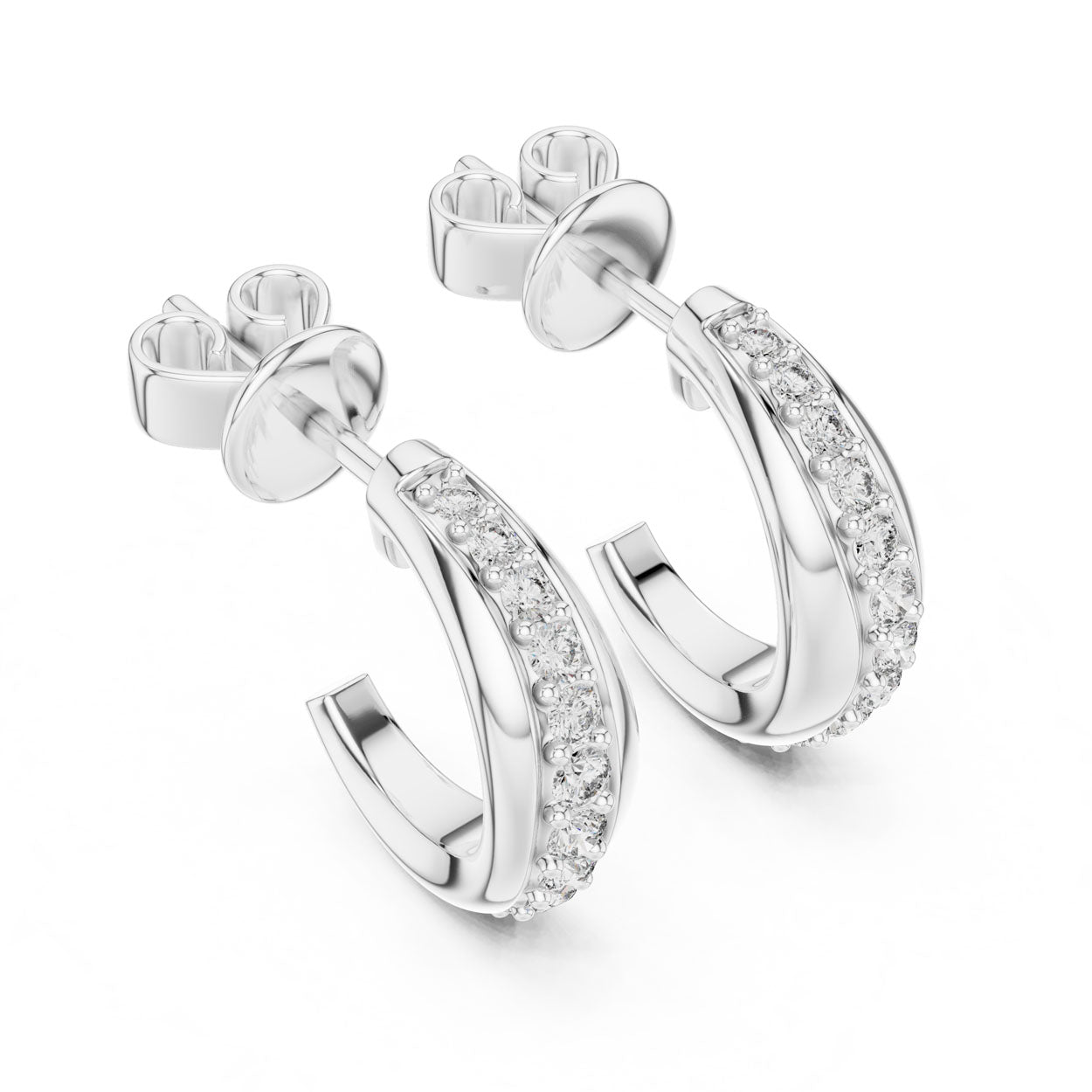 .38 Ct. Round Diamond Half-Hoop Pavé Earrings (ER 409) 5