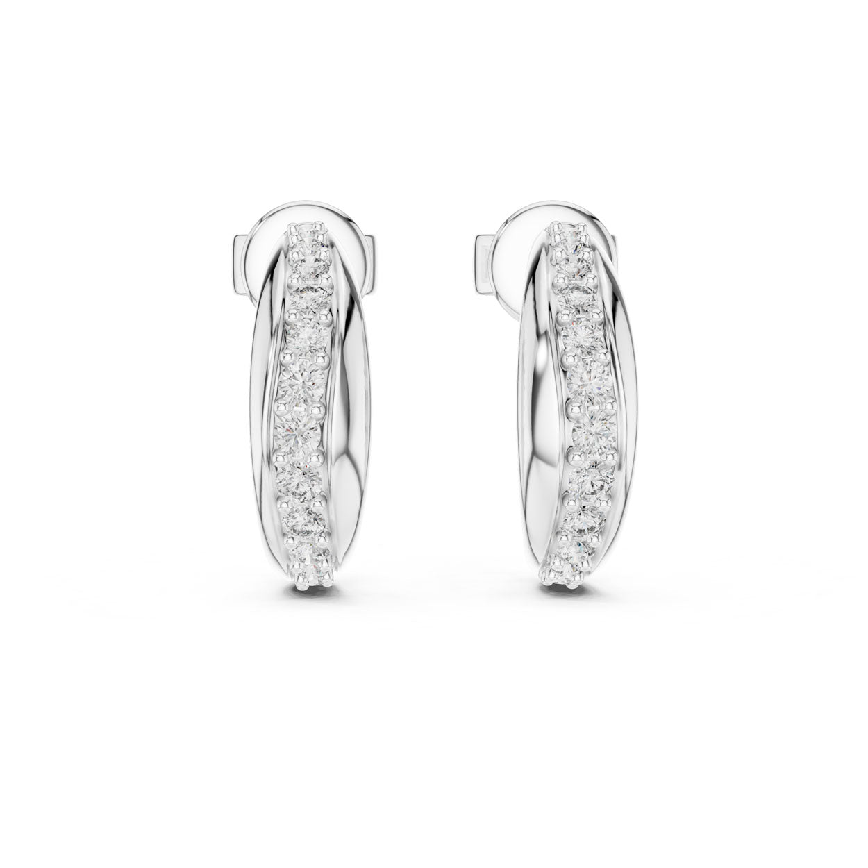 .38 Ct. Round Diamond Half-Hoop Pavé Earrings (ER 409) 4