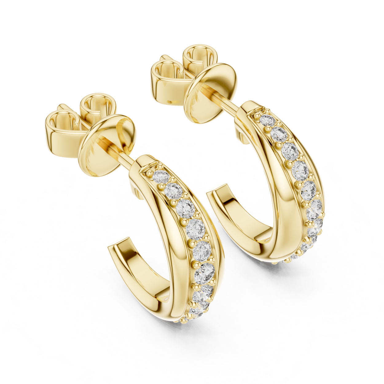 .38 Ct. Round Diamond Half-Hoop Pavé Earrings (ER 409)