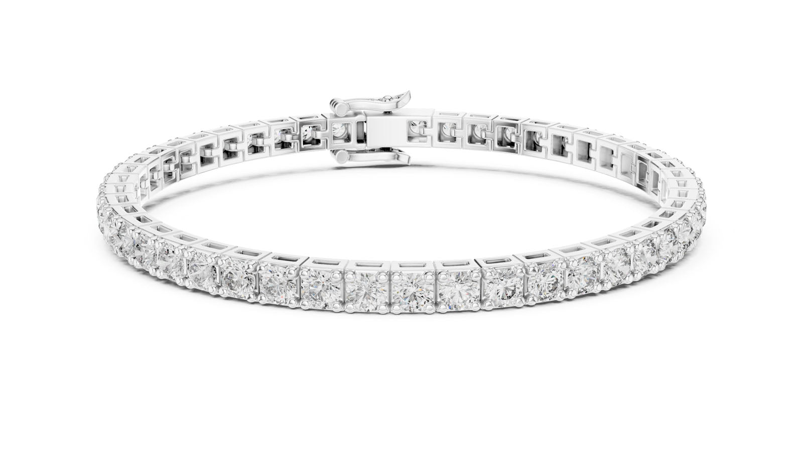 5.17 Ct. Square Link Round Diamond Tennis Bracelet (FBR0029-4 (1))