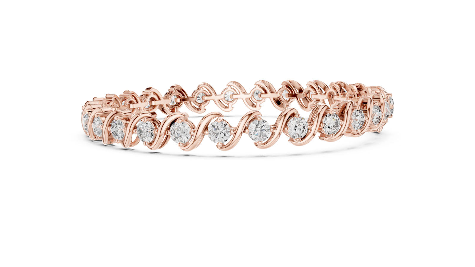 6.46 Ct. Wave Link Round Diamond Bracelet (FBR0137-2) 6