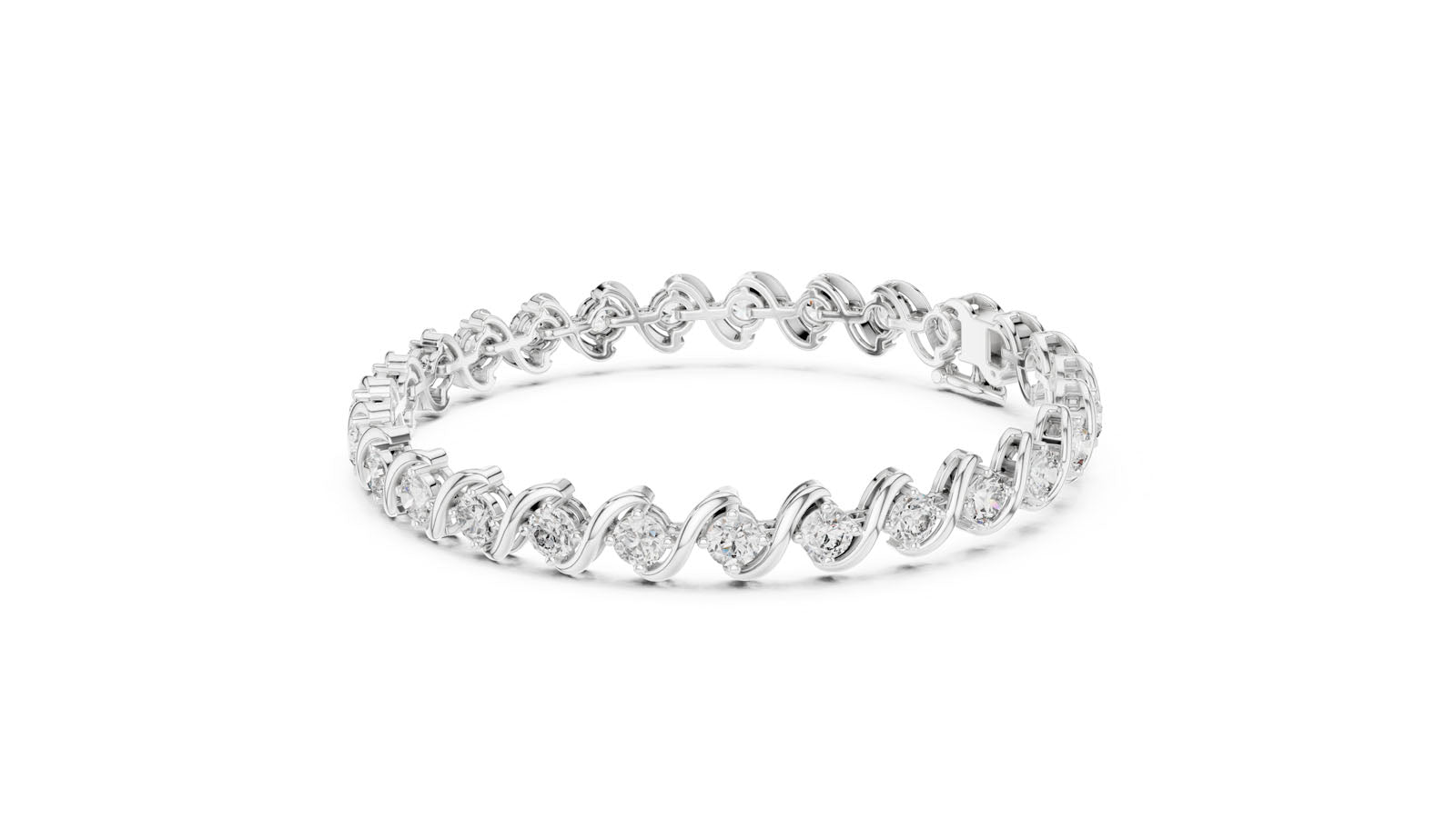 6.46 Ct. Wave Link Round Diamond Bracelet (FBR0137-2) 7