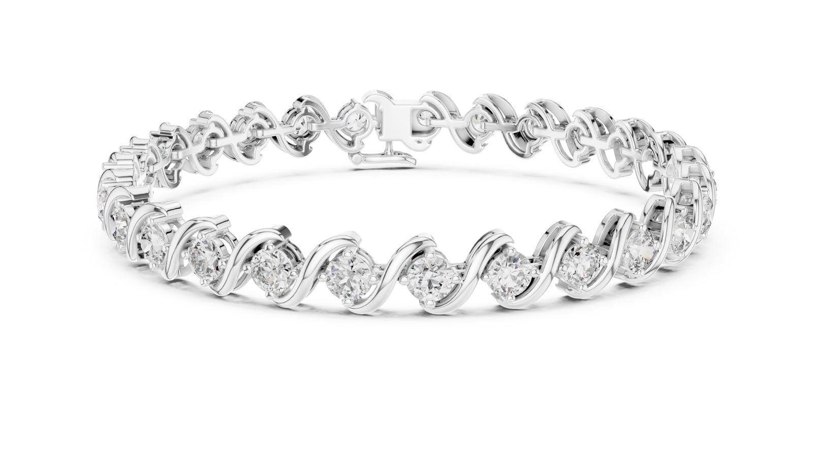 6.46 Ct. Wave Link Round Diamond Bracelet (FBR0137-2)