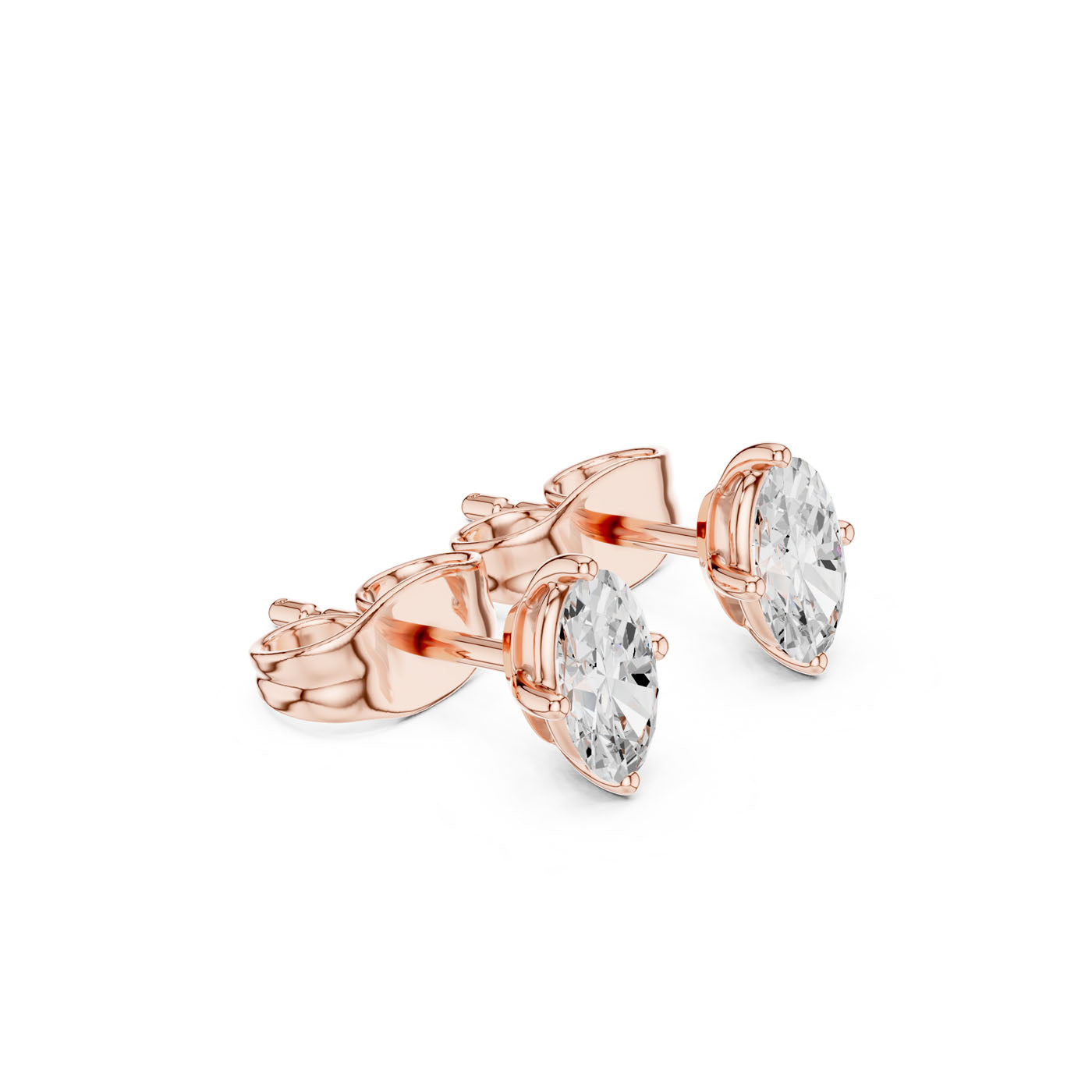 0.50 CT. Classic Oval Diamond Solitaire Stud Earrings with Four-Prong Setting (GER-0346) 9