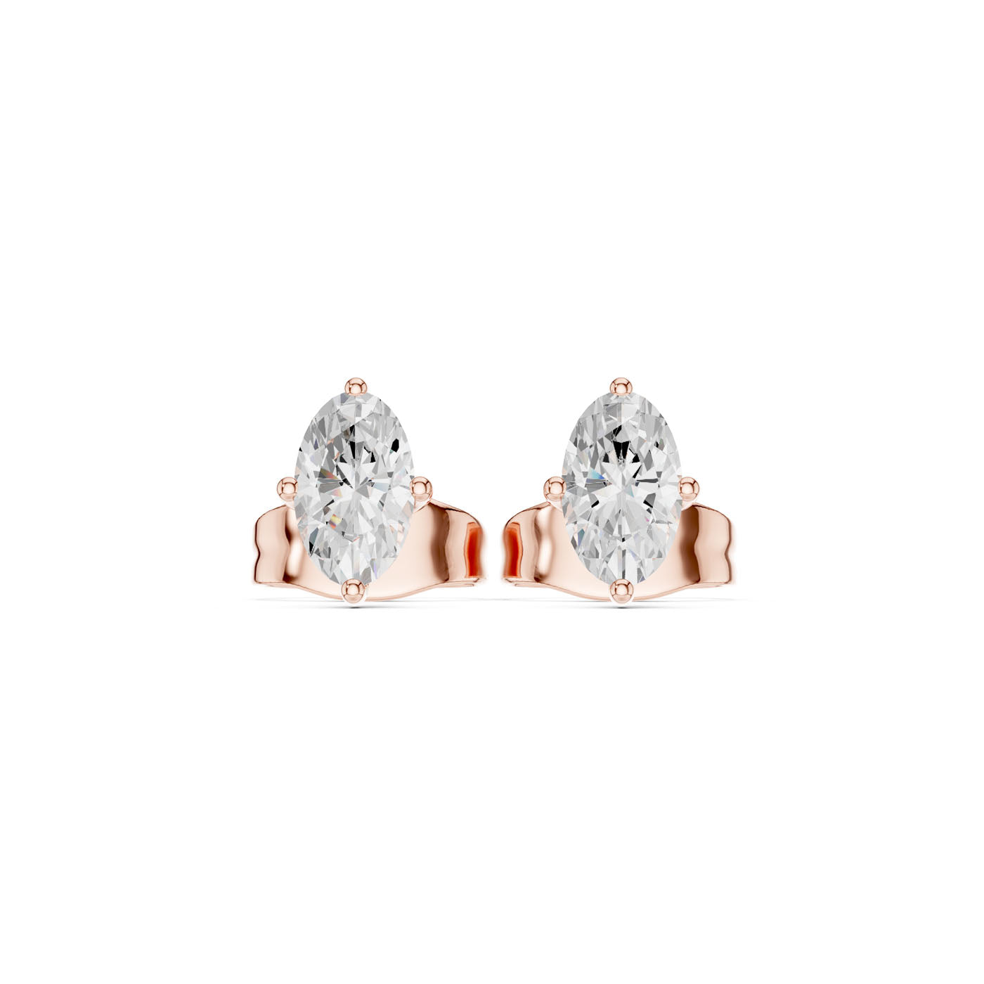 0.50 CT. Classic Oval Diamond Solitaire Stud Earrings with Four-Prong Setting (GER-0346) 7