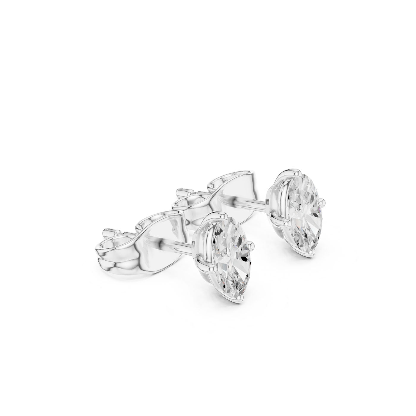 0.50 CT. Classic Oval Diamond Solitaire Stud Earrings with Four-Prong Setting (GER-0346) 6