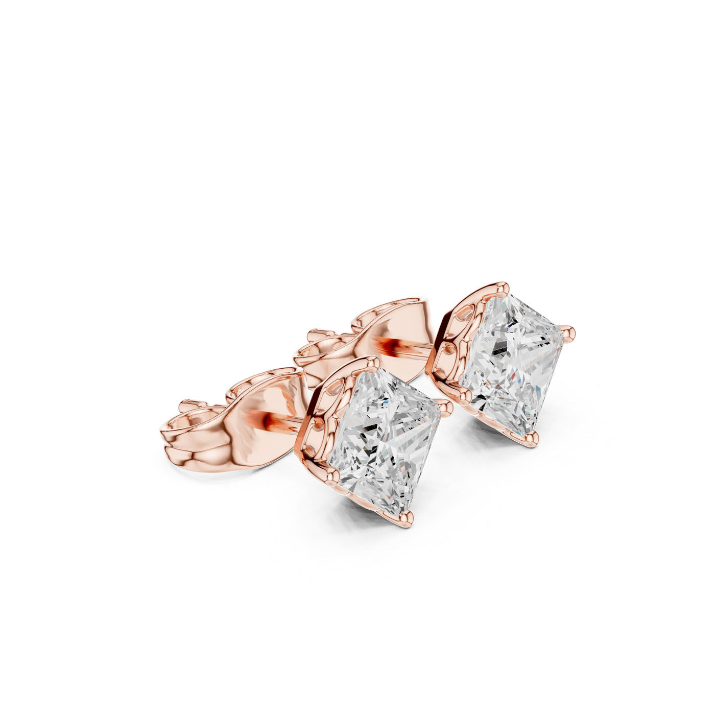 .50-1.00 Ct. Princess-Cut Diamond Solitaire Stud Earrings with Four-Prong Setting (GER-0347/48/49) 6