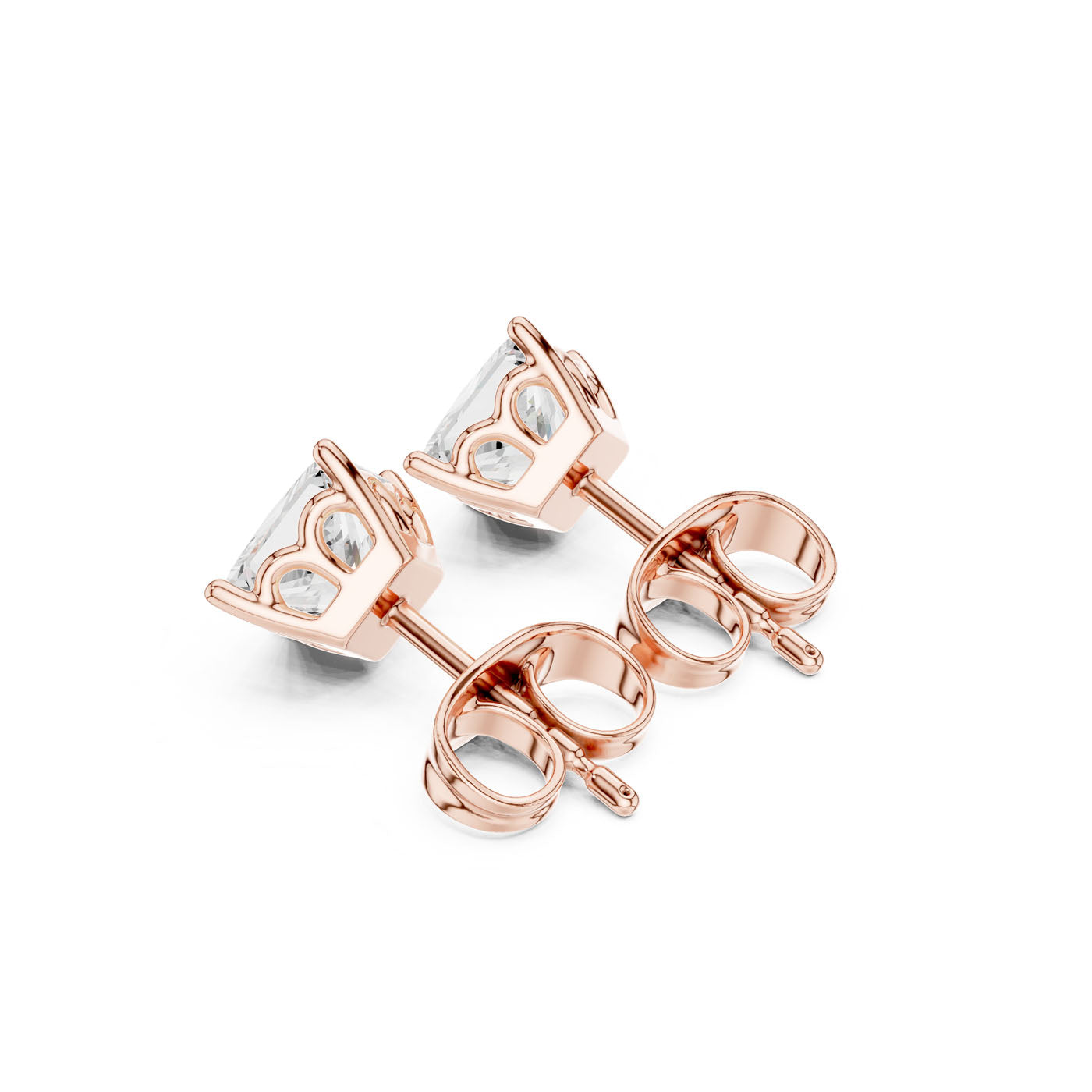 .50-1.00 Ct. Princess-Cut Diamond Solitaire Stud Earrings with Four-Prong Setting (GER-0347/48/49) 8