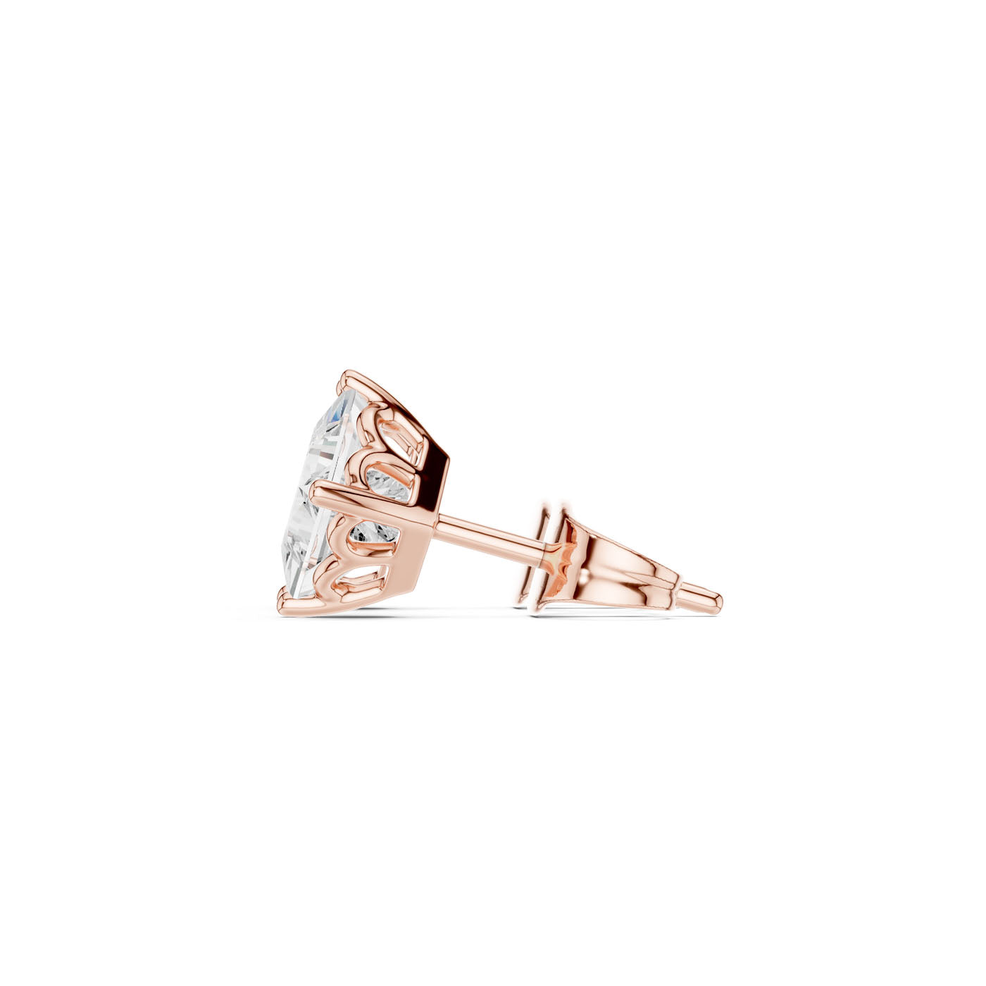 .50-1.00 Ct. Princess-Cut Diamond Solitaire Stud Earrings with Four-Prong Setting (GER-0347/48/49) 7
