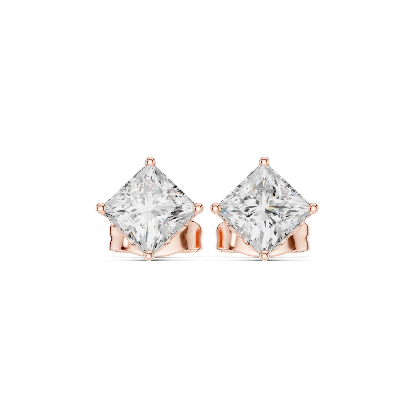 .50-1.00 Ct. Princess-Cut Diamond Solitaire Stud Earrings with Four-Prong Setting (GER-0347/48/49) 5