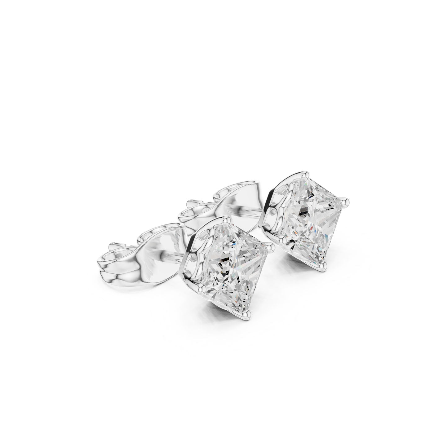 .50-1.00 Ct. Princess-Cut Diamond Solitaire Stud Earrings with Four-Prong Setting (GER-0347/48/49) 9