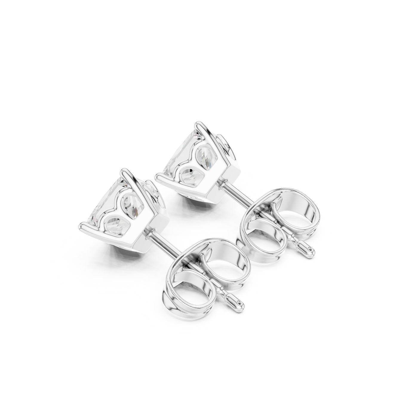 .50-1.00 Ct. Princess-Cut Diamond Solitaire Stud Earrings with Four-Prong Setting (GER-0347/48/49) 12