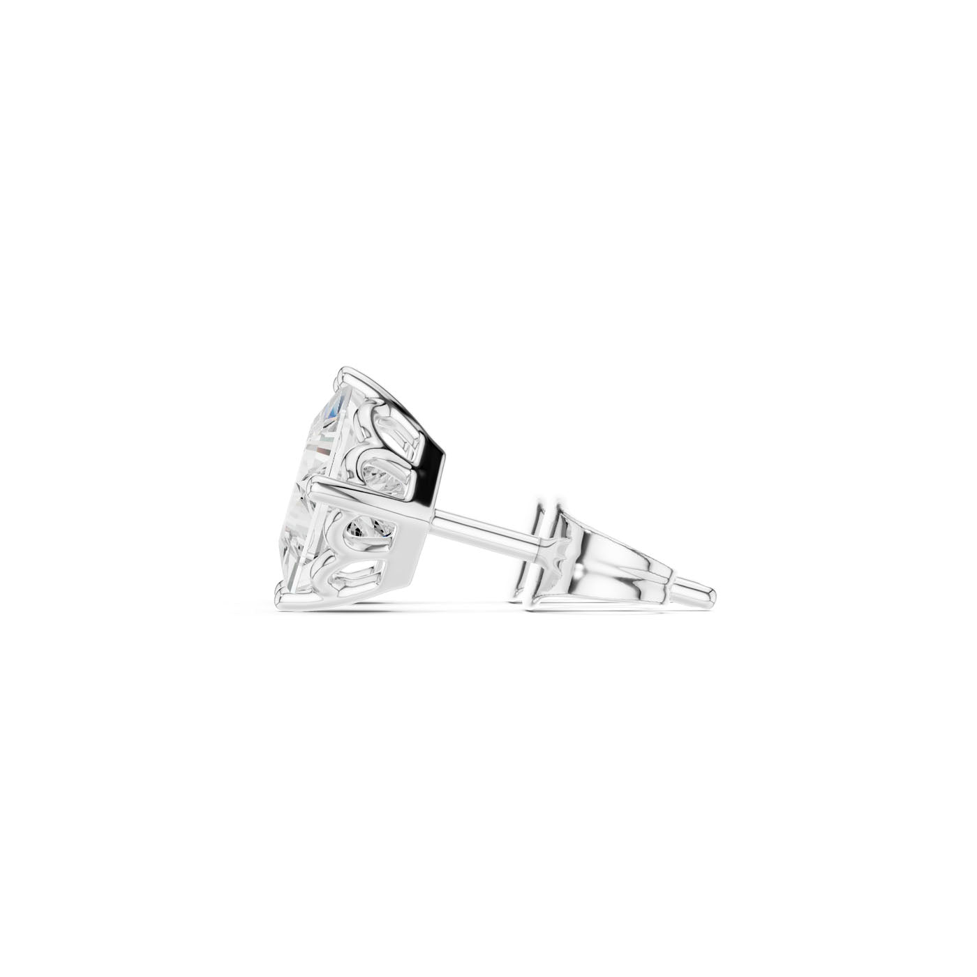.50-1.00 Ct. Princess-Cut Diamond Solitaire Stud Earrings with Four-Prong Setting (GER-0347/48/49) 11