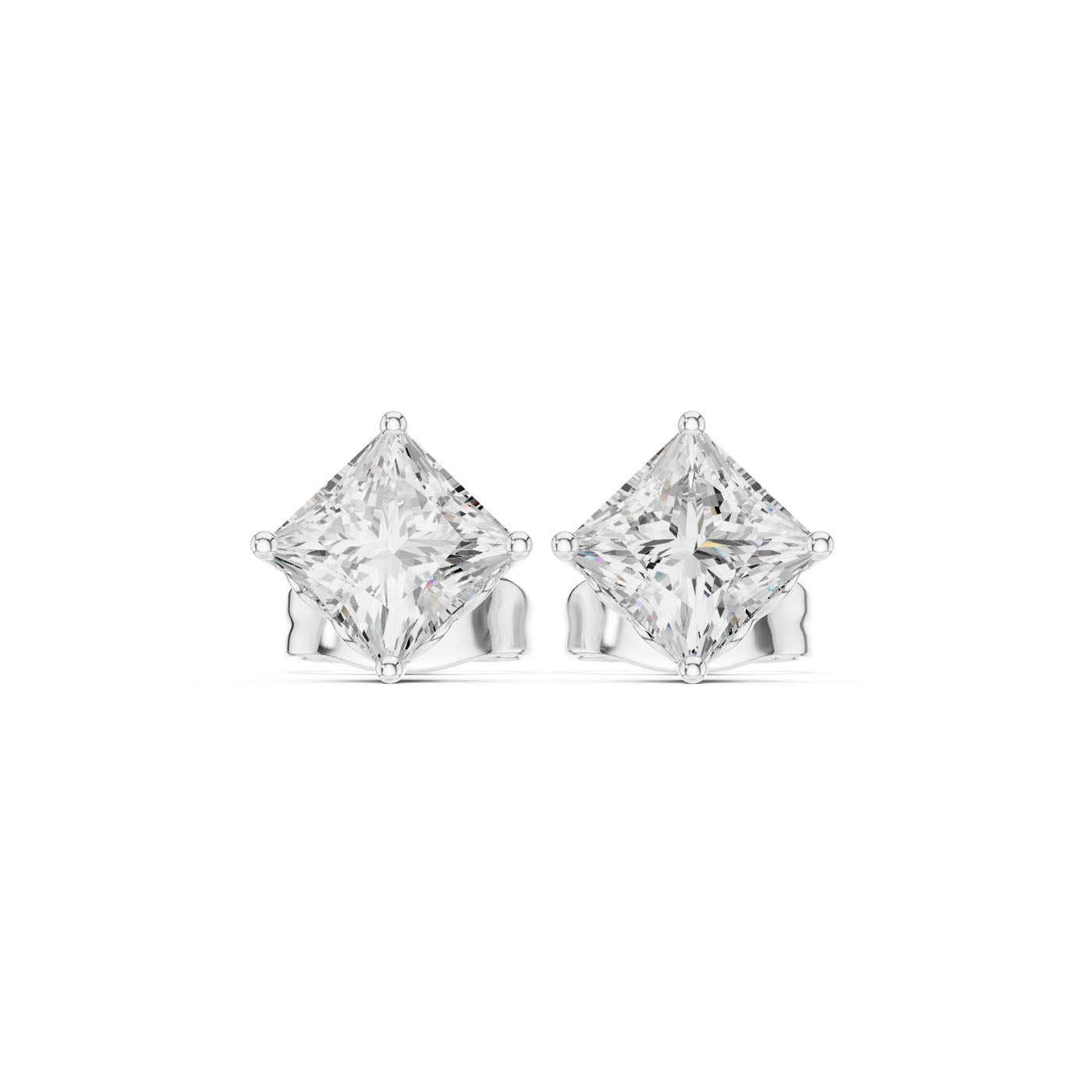 .50-1.00 Ct. Princess-Cut Diamond Solitaire Stud Earrings with Four-Prong Setting (GER-0347/48/49) 10