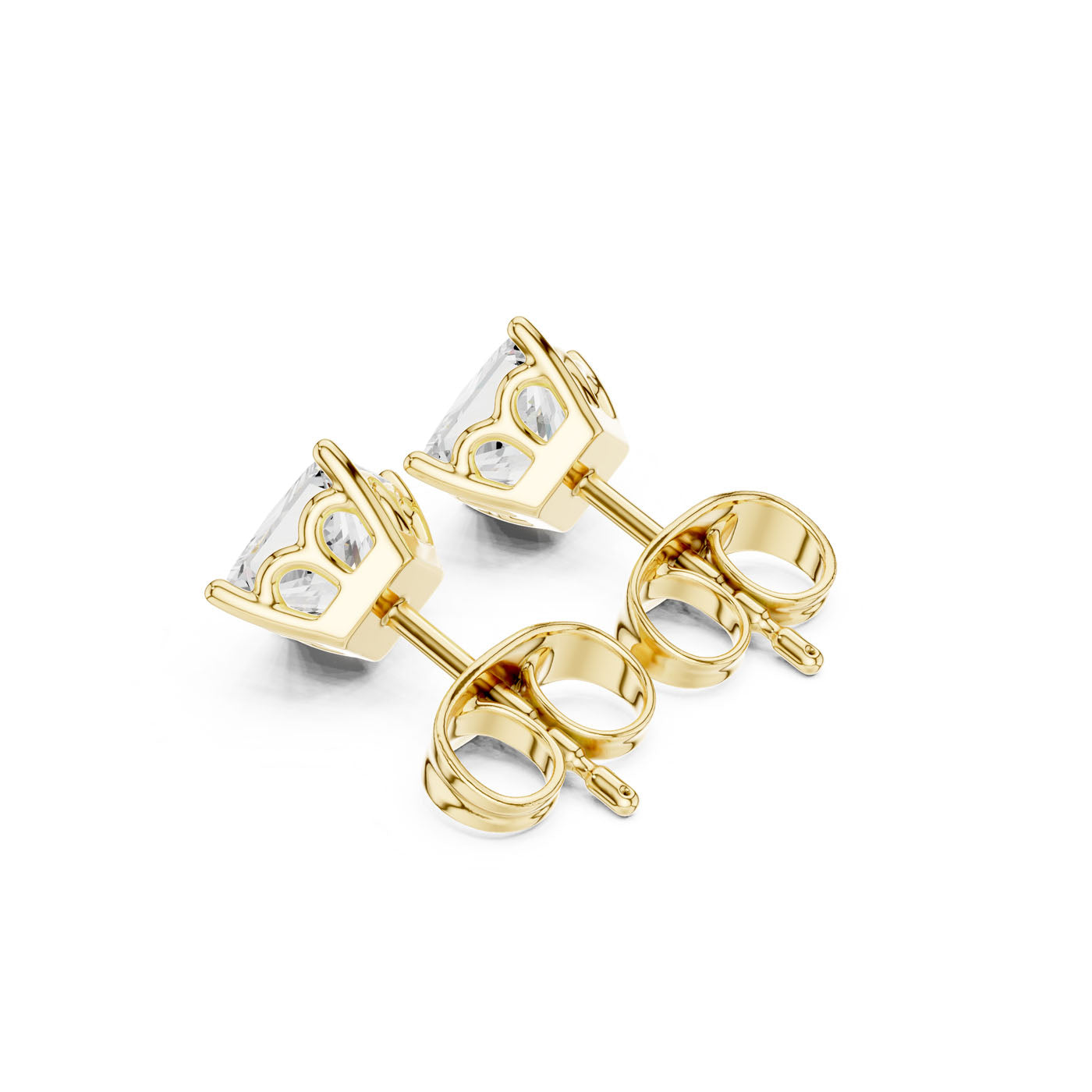.50-1.00 Ct. Princess-Cut Diamond Solitaire Stud Earrings with Four-Prong Setting (GER-0347/48/49) 4
