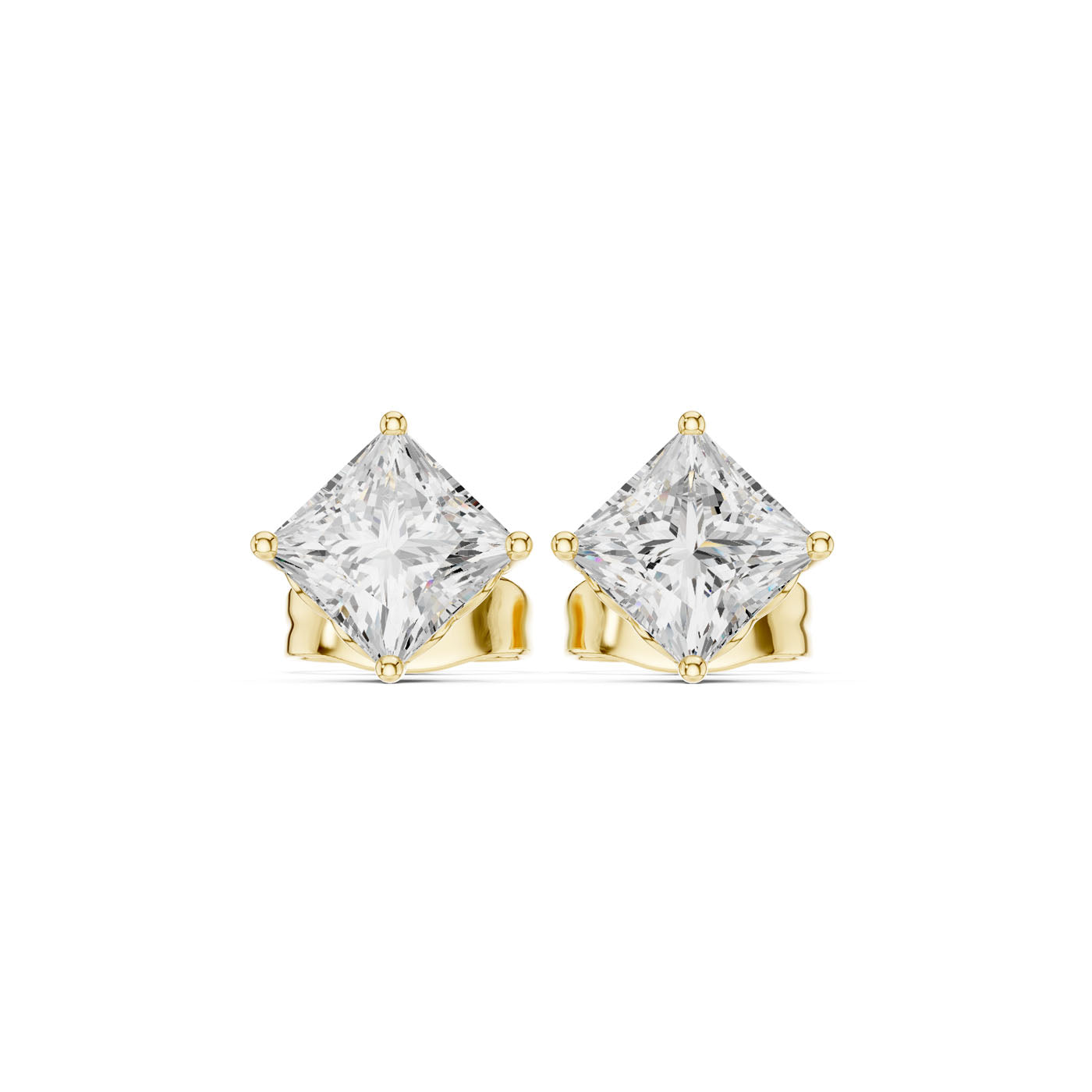 .50-1.00 Ct. Princess-Cut Diamond Solitaire Stud Earrings with Four-Prong Setting (GER-0347/48/49)
