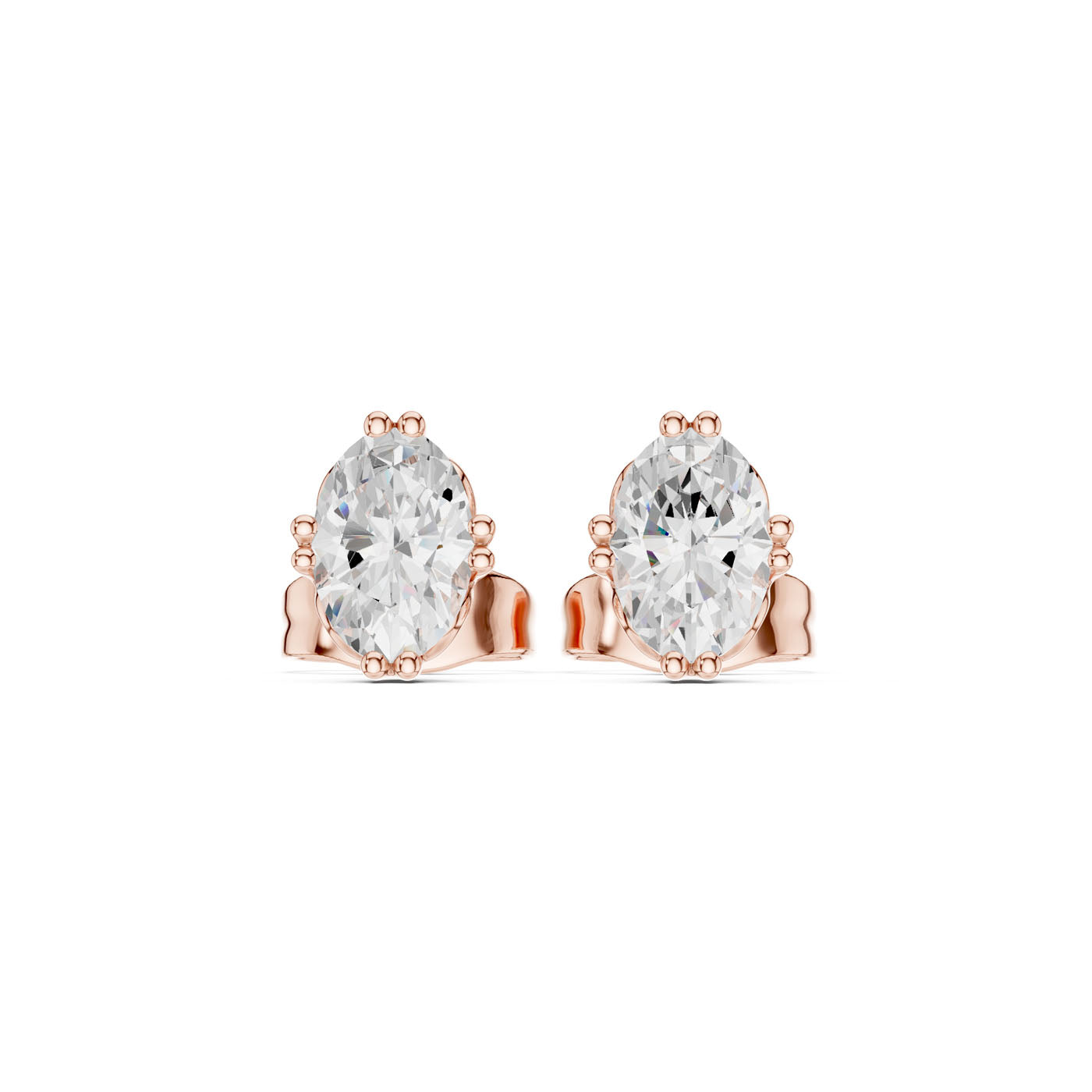 .50-1.00 Ct. Ornate Oval Diamond Solitaire Stud Earrings with Decorative Gallery Setting (GER-0350-51) 8
