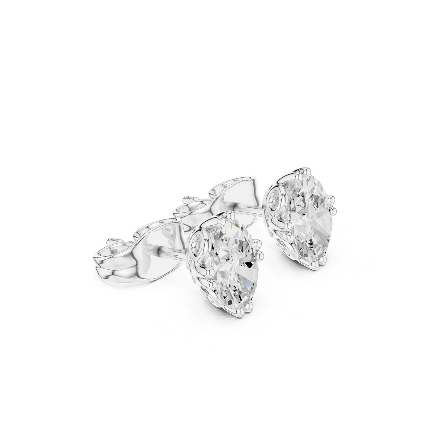.50-1.00 Ct. Ornate Oval Diamond Solitaire Stud Earrings with Decorative Gallery Setting (GER-0350-51) 6