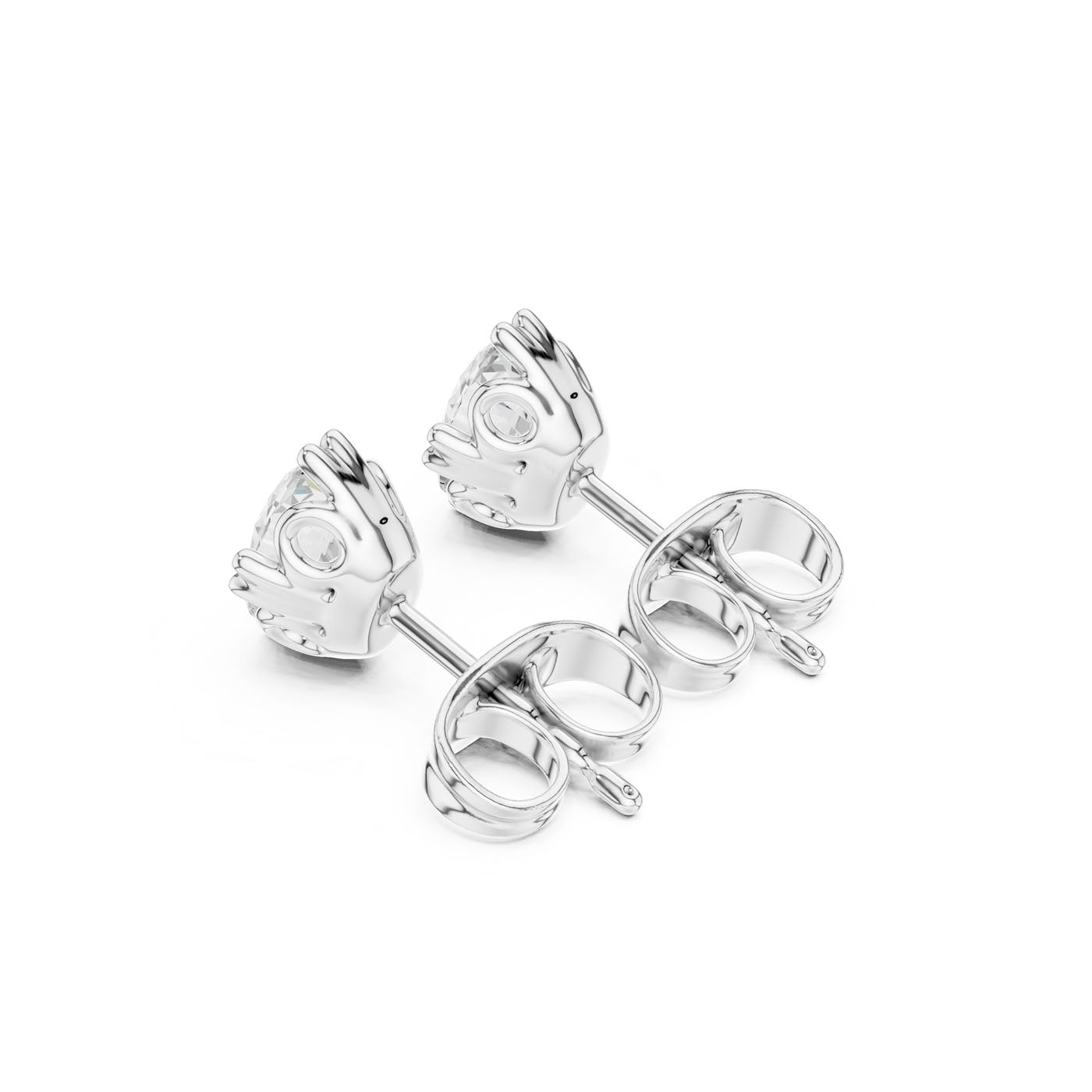 .50-1.00 Ct. Ornate Oval Diamond Solitaire Stud Earrings with Decorative Gallery Setting (GER-0350-51) 11