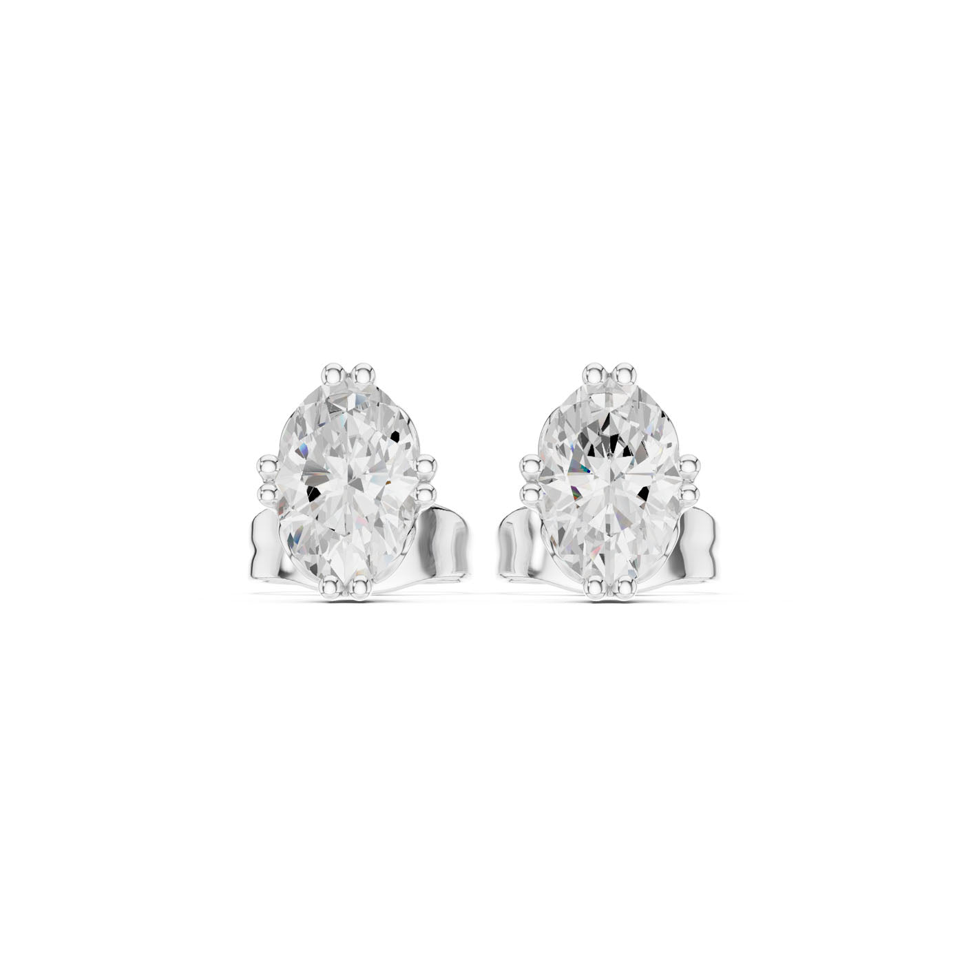 .50-1.00 Ct. Ornate Oval Diamond Solitaire Stud Earrings with Decorative Gallery Setting (GER-0350-51)