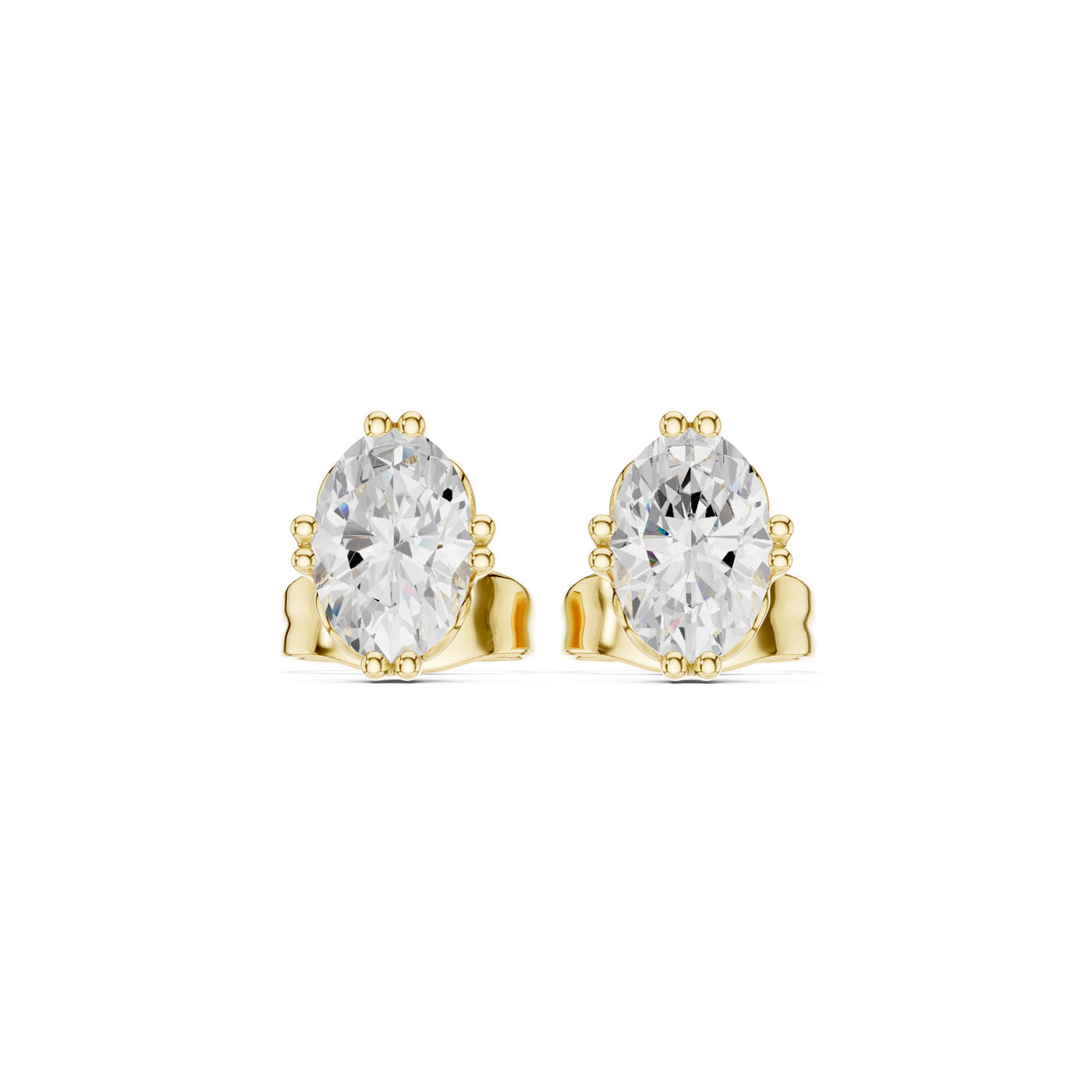 .50-1.00 Ct. Ornate Oval Diamond Solitaire Stud Earrings with Decorative Gallery Setting (GER-0350-51) 4
