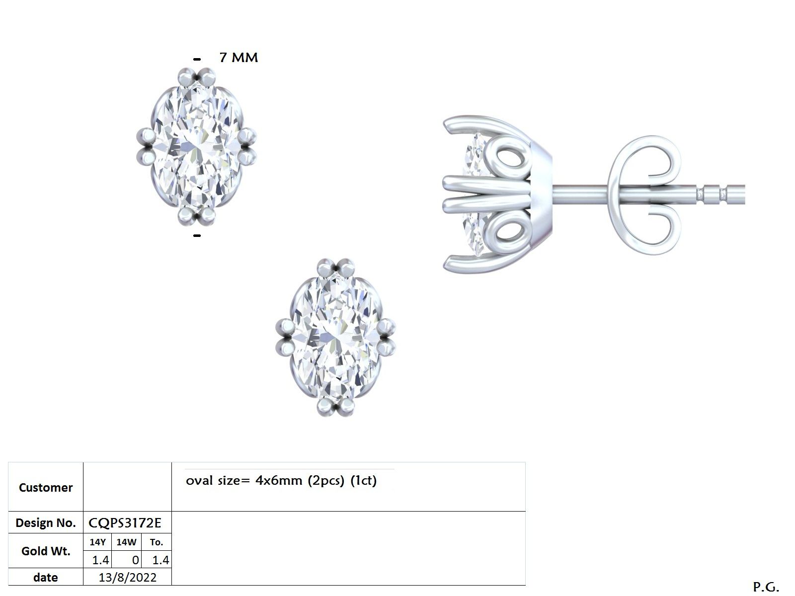 .50-1.00 Ct. Ornate Oval Diamond Solitaire Stud Earrings with Decorative Gallery Setting (GER-0350-51) 13