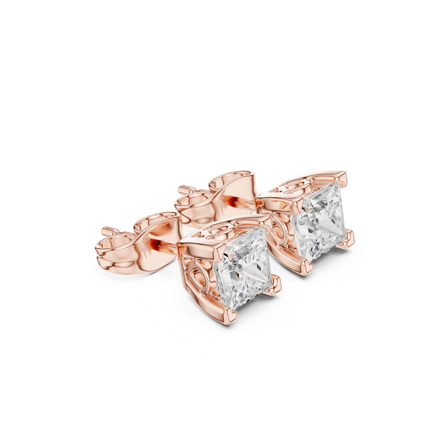 .50-1.00 Ct. Princess Cut Diamond Earrings with Four-Prong Setting (GER-0352-53-54) 9