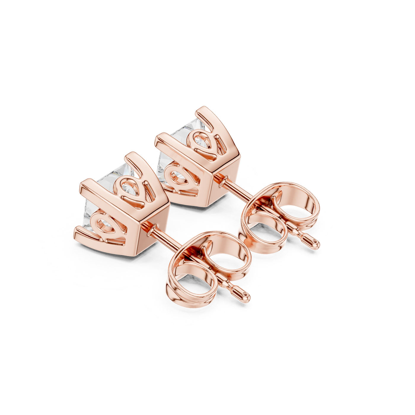 .50-1.00 Ct. Princess Cut Diamond Earrings with Four-Prong Setting (GER-0352-53-54) 11