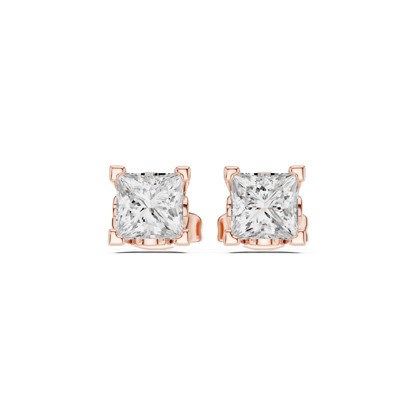 .50-1.00 Ct. Princess Cut Diamond Earrings with Four-Prong Setting (GER-0352-53-54) 10