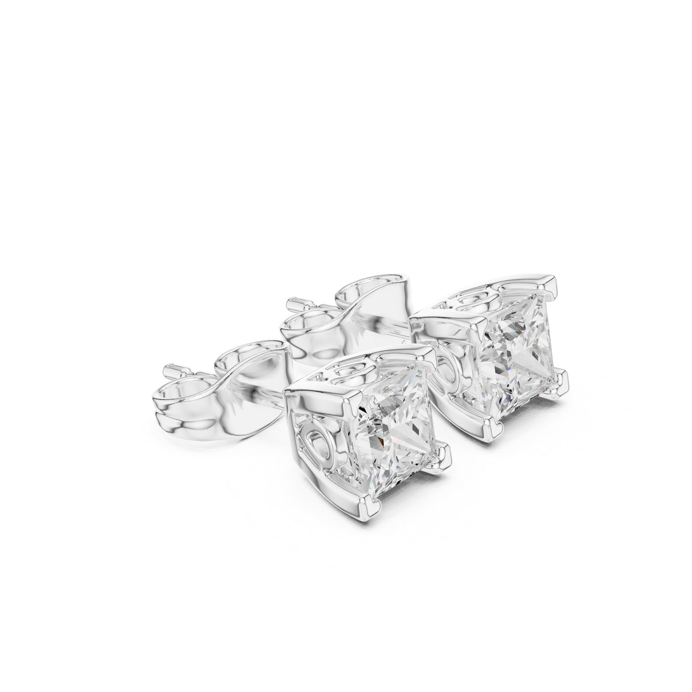 .50-1.00 Ct. Princess Cut Diamond Earrings with Four-Prong Setting (GER-0352-53-54)