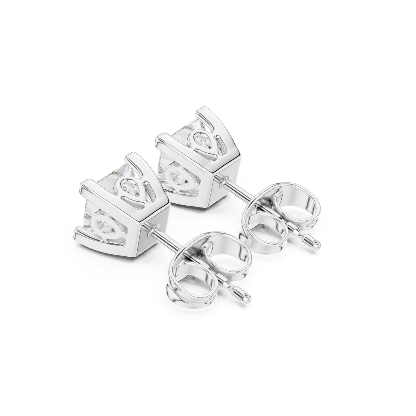 .50-1.00 Ct. Princess Cut Diamond Earrings with Four-Prong Setting (GER-0352-53-54) 4