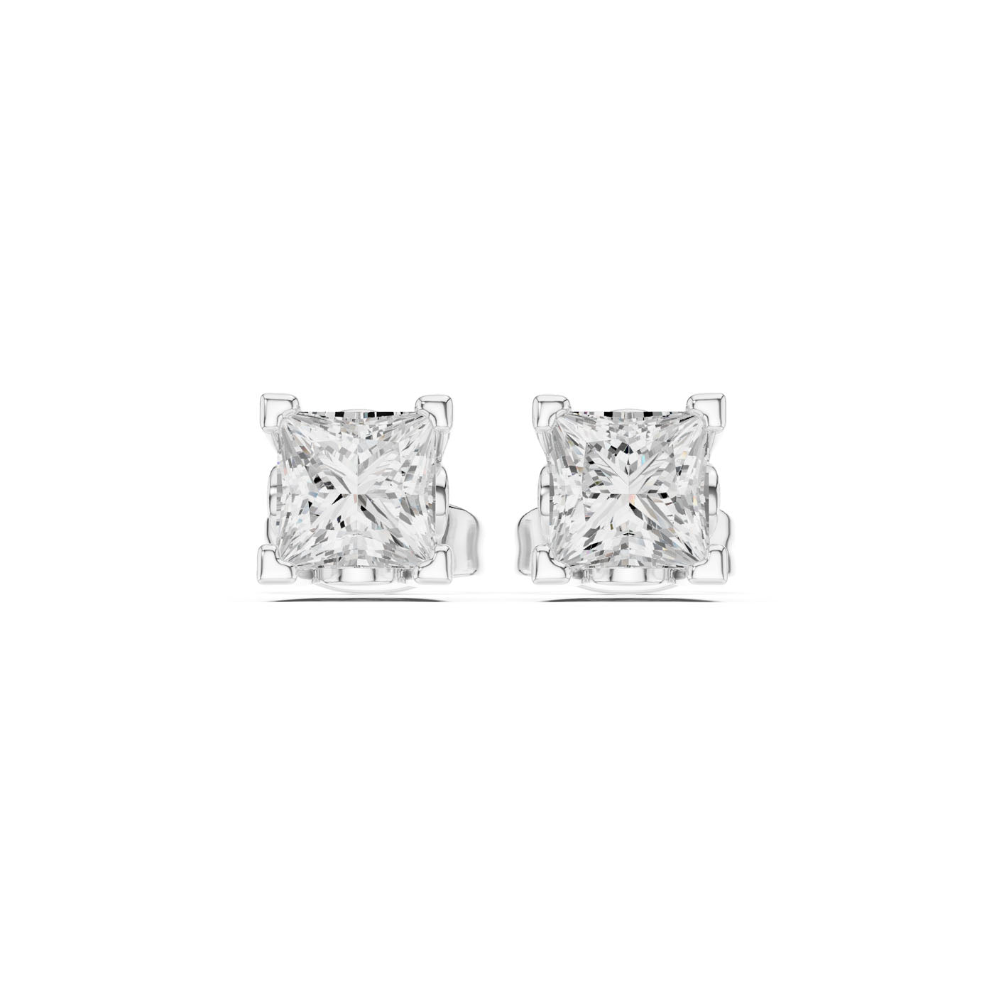 .50-1.00 Ct. Princess Cut Diamond Earrings with Four-Prong Setting (GER-0352-53-54)