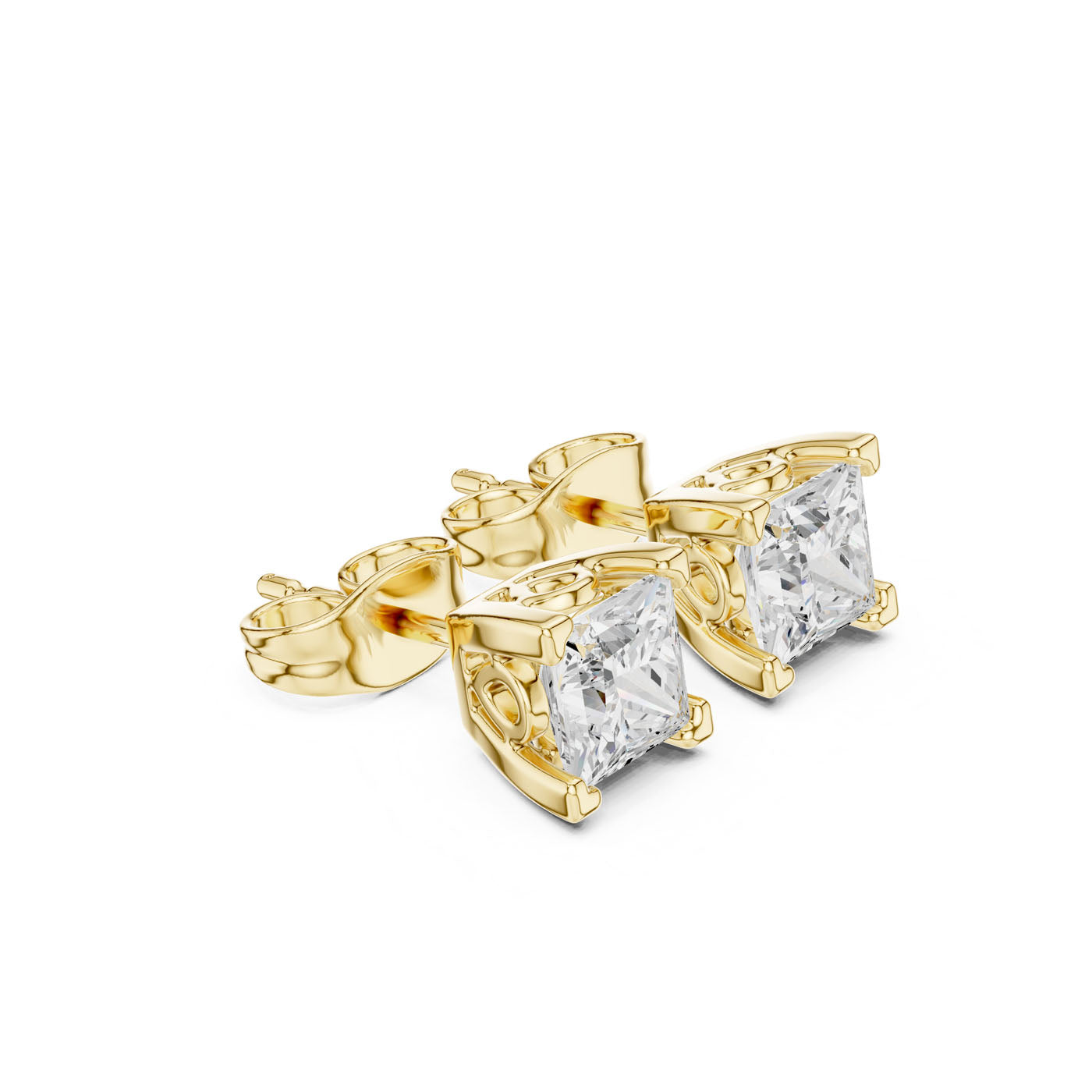 .50-1.00 Ct. Princess Cut Diamond Earrings with Four-Prong Setting (GER-0352-53-54) 6