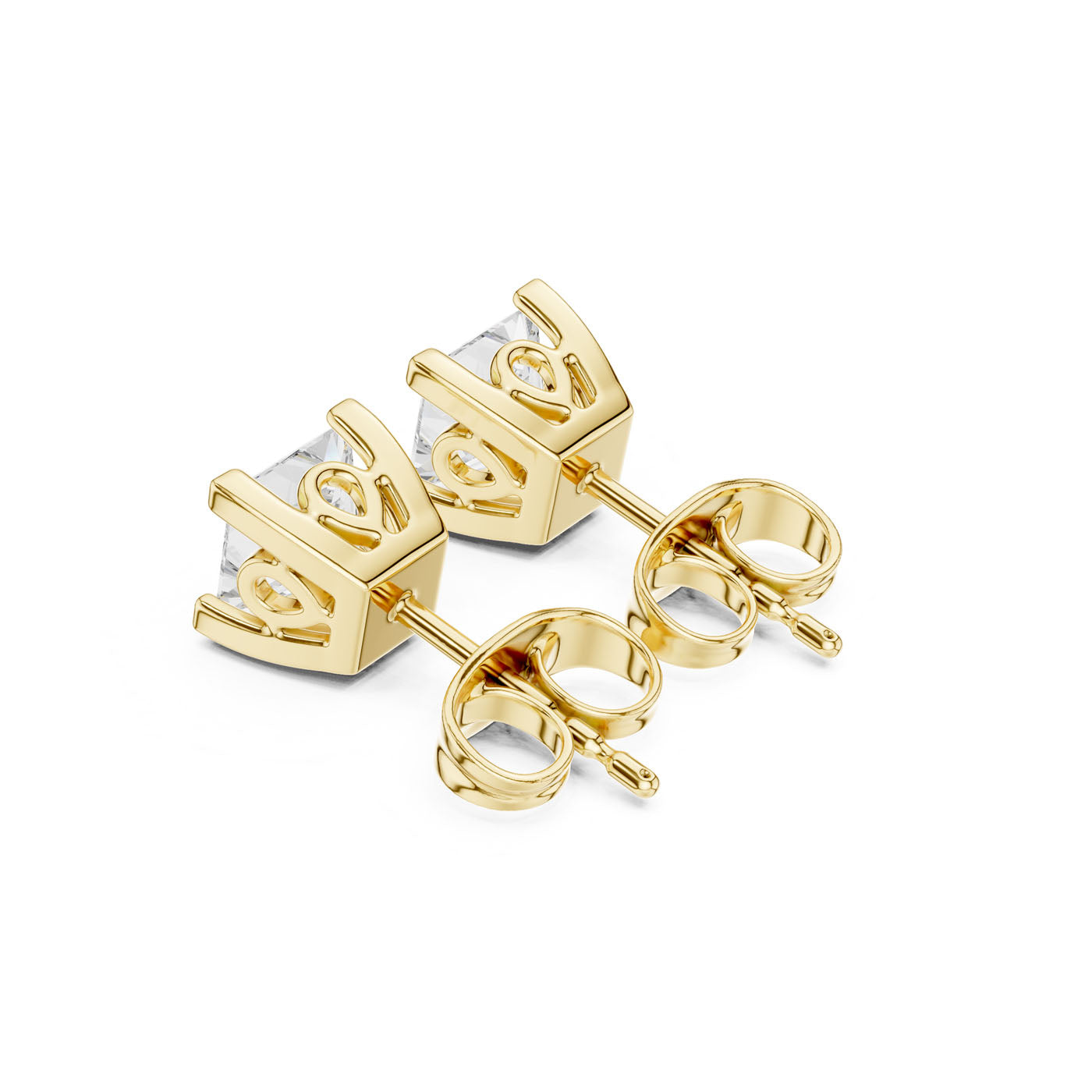 .50-1.00 Ct. Princess Cut Diamond Earrings with Four-Prong Setting (GER-0352-53-54) 8