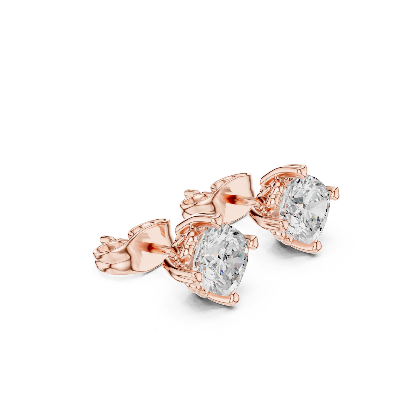 1.00 Ct. Classic Cushion-Cut Diamond Solitaire Stud Earrings with Sculpted Prong Setting (GER-0355) 9