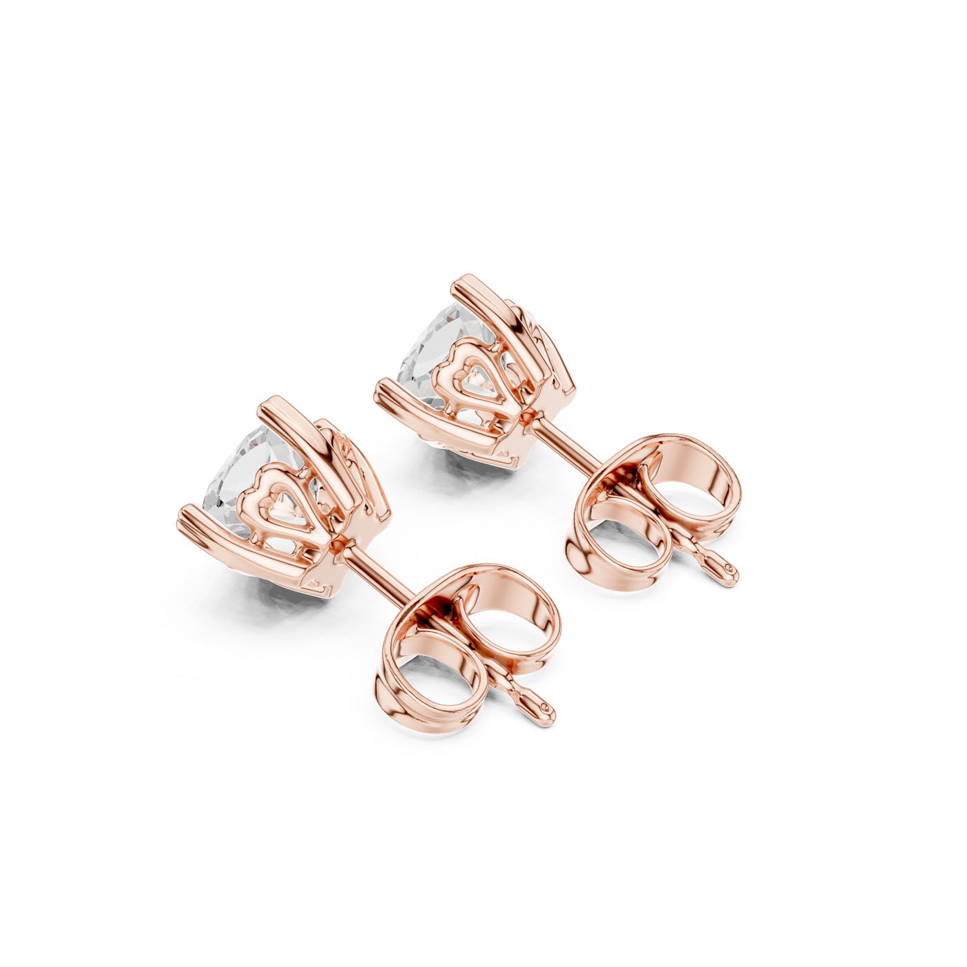 1.00 Ct. Classic Cushion-Cut Diamond Solitaire Stud Earrings with Sculpted Prong Setting (GER-0355) 12
