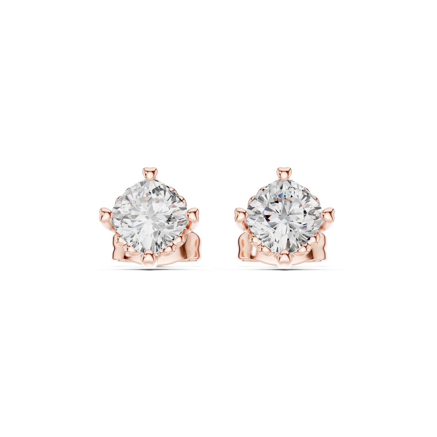 1.00 Ct. Classic Cushion-Cut Diamond Solitaire Stud Earrings with Sculpted Prong Setting (GER-0355) 10