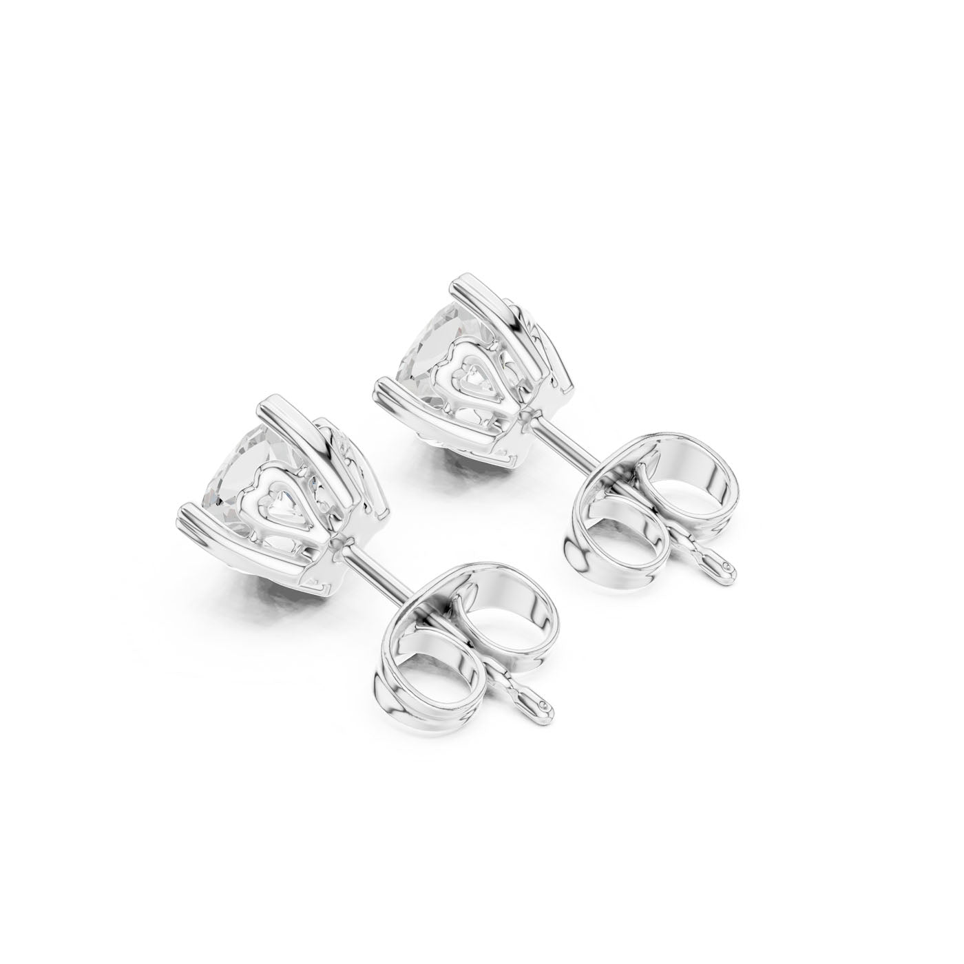 1.00 Ct. Classic Cushion-Cut Diamond Solitaire Stud Earrings with Sculpted Prong Setting (GER-0355) 7