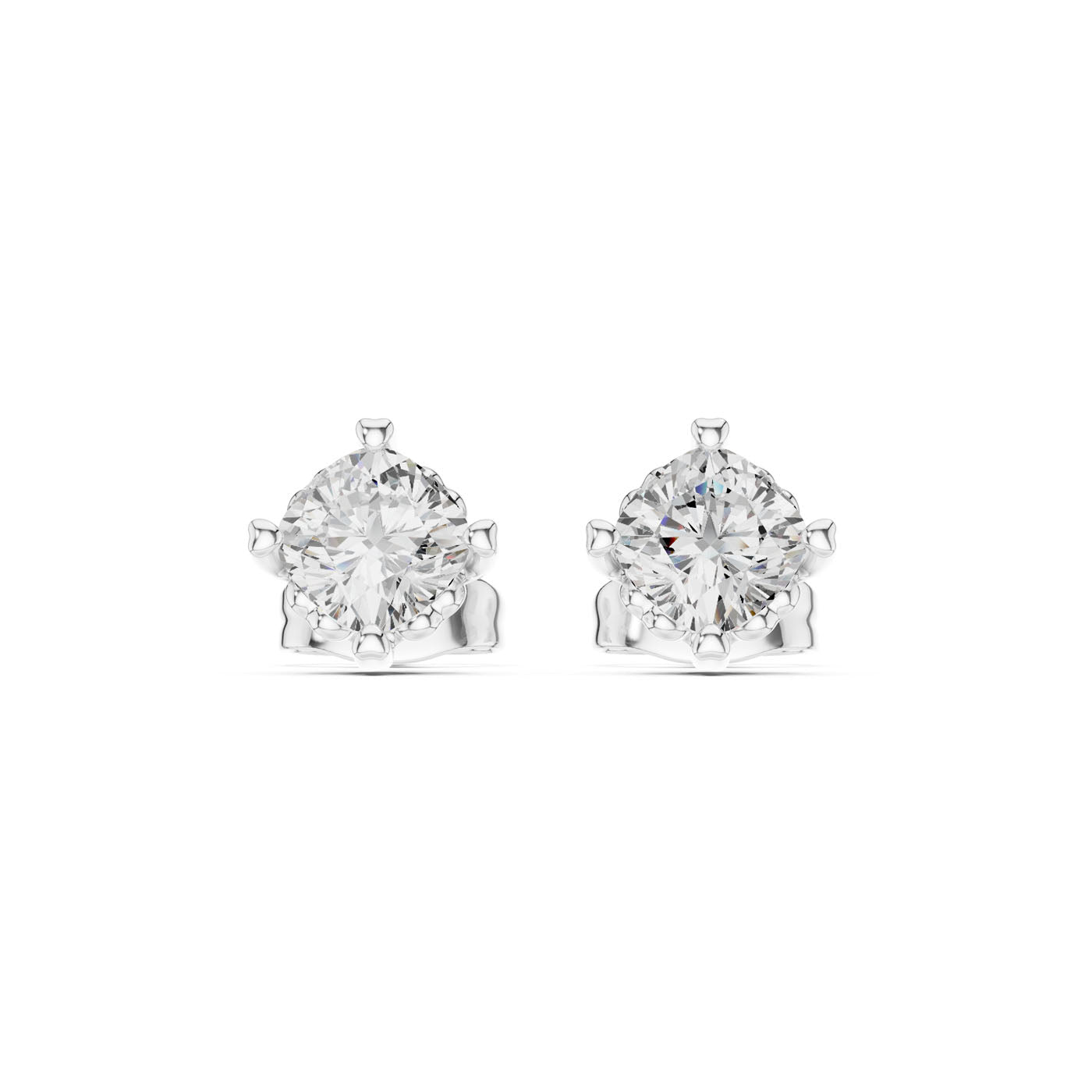 1.00 Ct. Classic Cushion-Cut Diamond Solitaire Stud Earrings with Sculpted Prong Setting (GER-0355) 6